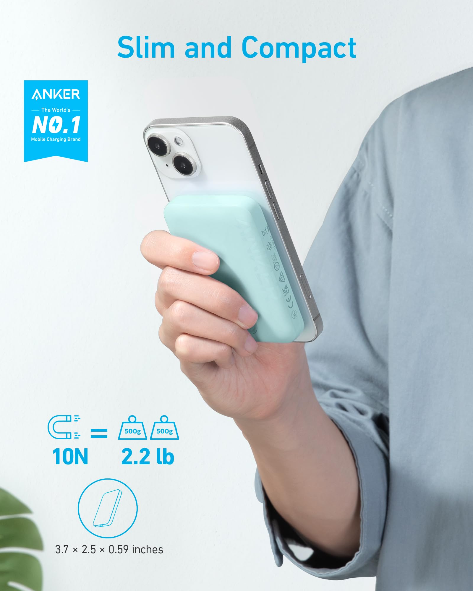 Foto 2 | Cargador Portátil Anker 321 Maggo Batería 5,000 Mah Verde - Venta Internacional.