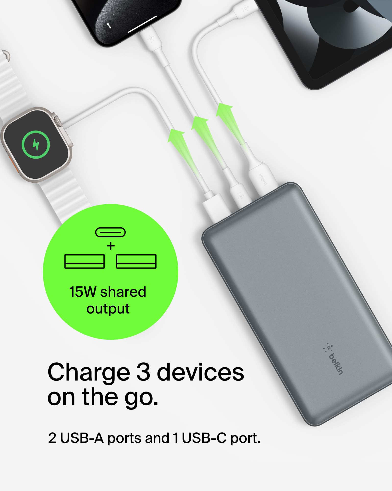 Foto 3 pulgar | Batería Externa Belkin Boostcharge Usb-c De 20.000 Mah, Color Gris - Venta Internacional.