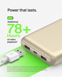 Foto 3 | Batería Externa Belkin Boostcharge Usb-c De 20.000 Mah Con 3 Puertos, Color Dorado - Venta Internacional.