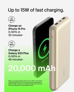 Foto 4 | Batería Externa Belkin Boostcharge Usb-c De 20.000 Mah Con 3 Puertos, Color Dorado - Venta Internacional.