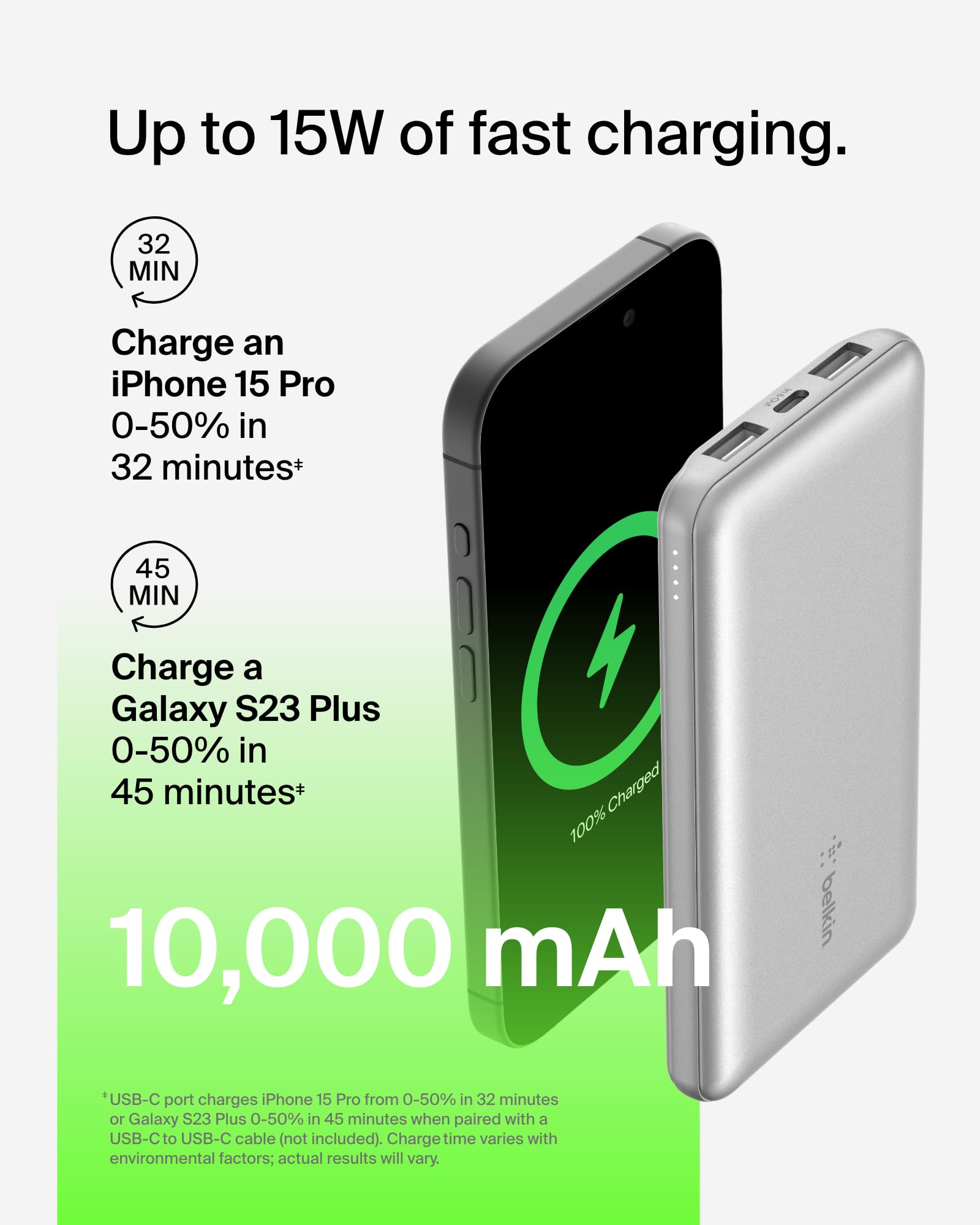 Foto 5 pulgar | Cargador Portátil Belkin Boostcharge Usb-c De 10.000 Mah, Color Plateado - Venta Internacional.