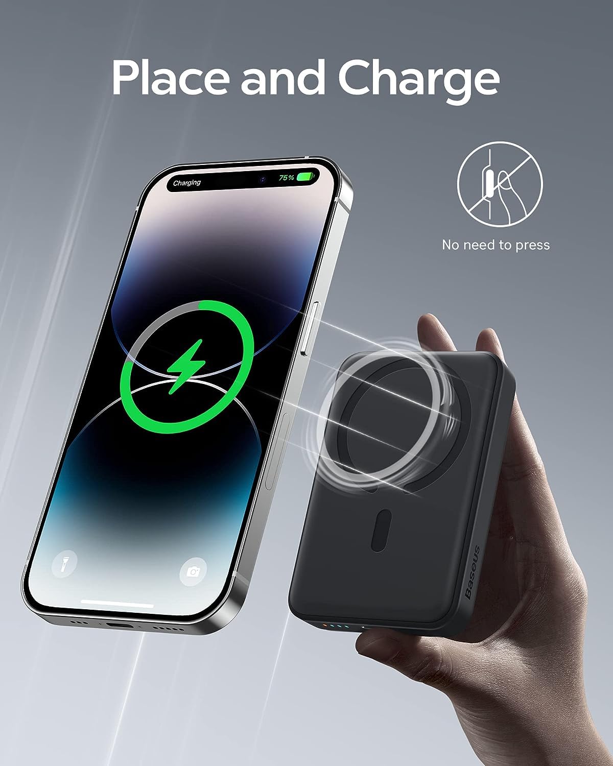 Foto 4 pulgar | Cargador Portátil Baseus De 10000 Mah, Banco De Energía Magnético Inalámbrico - Venta Internacional.