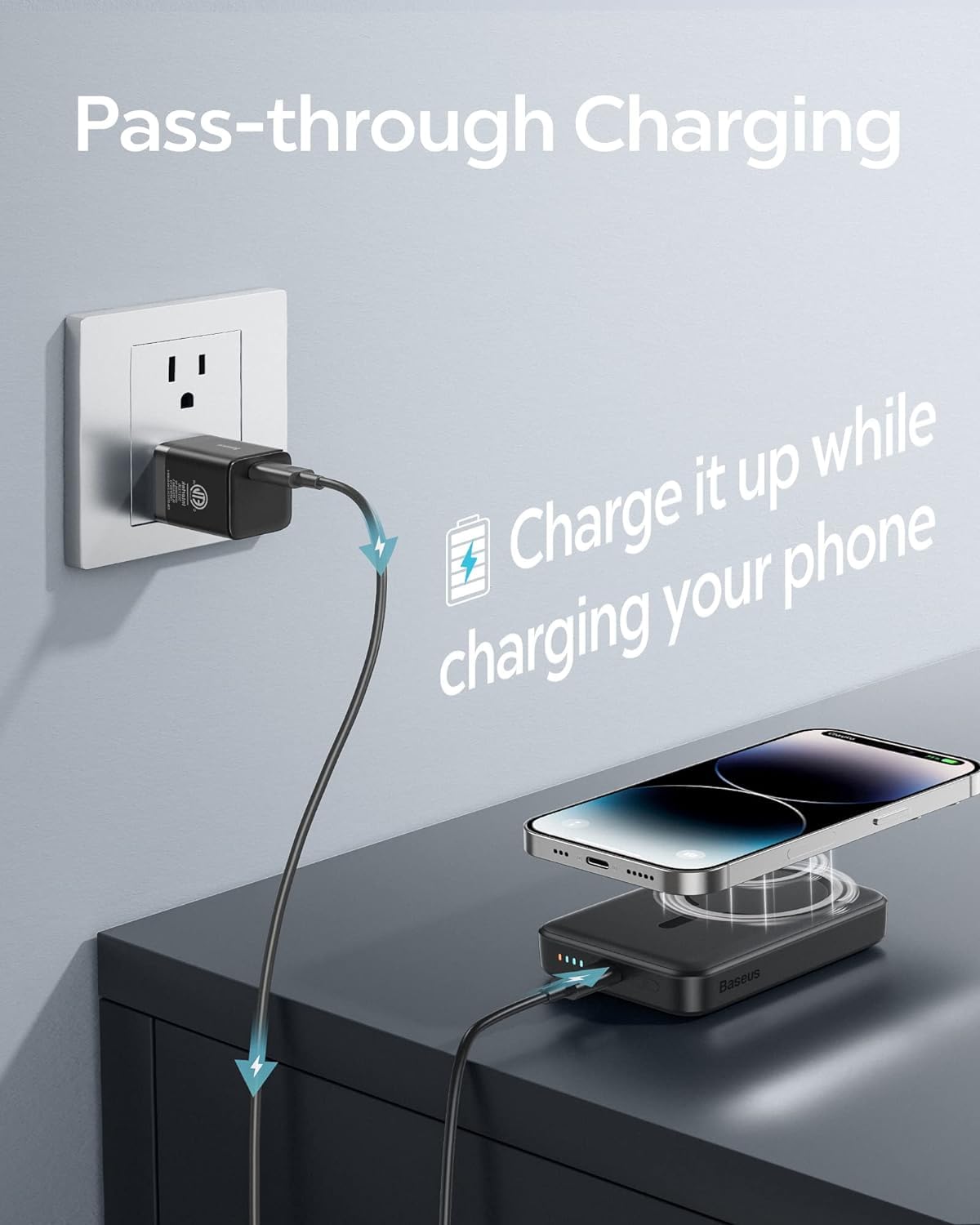 Foto 6 pulgar | Cargador Portátil Baseus De 10000 Mah, Banco De Energía Magnético Inalámbrico - Venta Internacional.