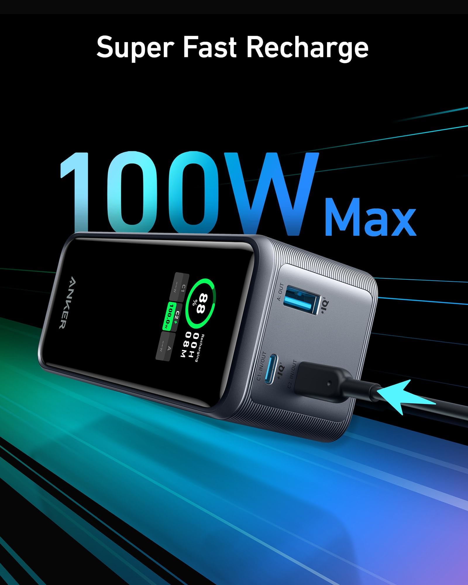 Foto 4 pulgar | Batería Externa Anker Prime De 20 000 Mah Y 200 W Con 2 Usb-c Y 1 Usb-a - Venta Internacional.
