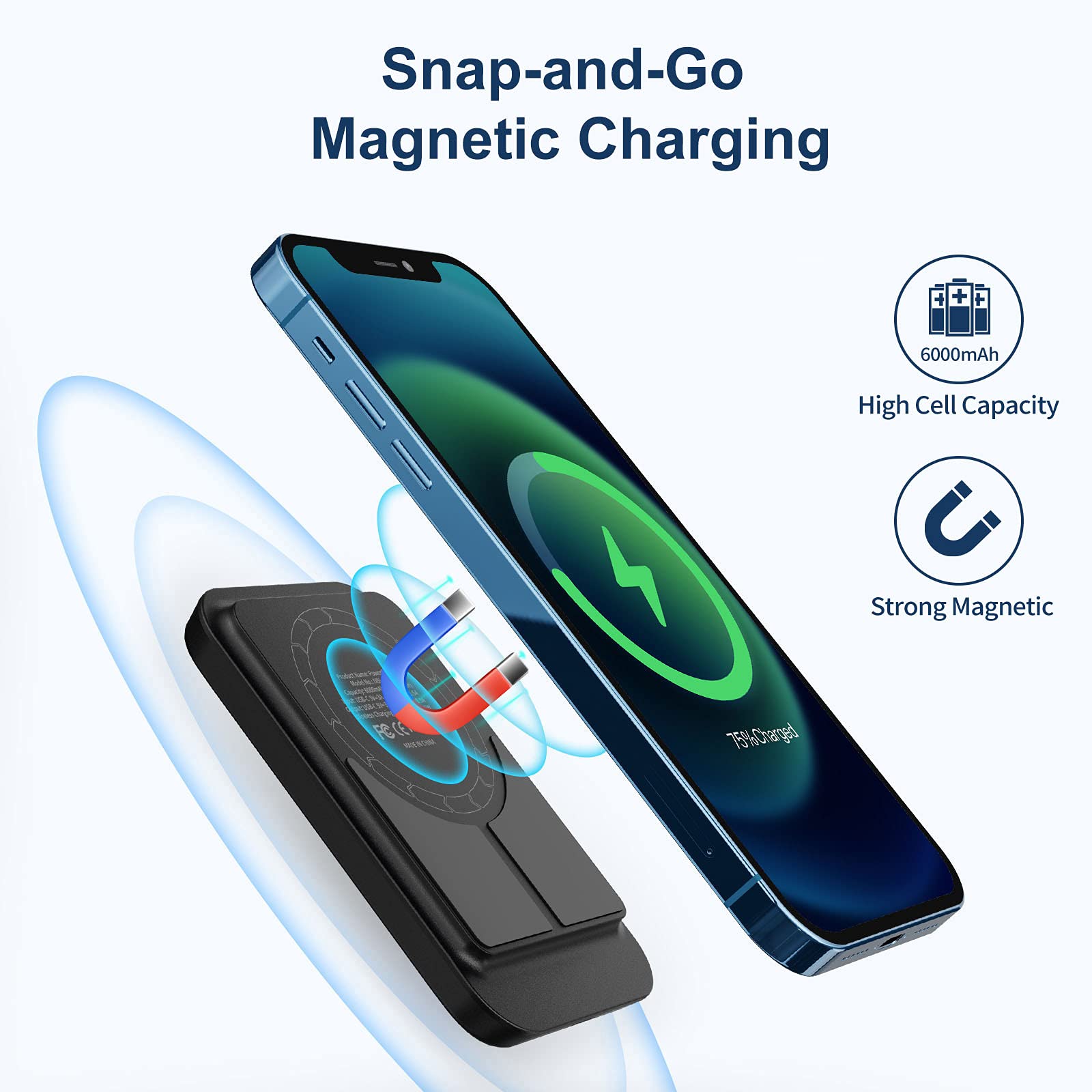 Foto 3 pulgar | Cargador Inalámbrico Magnético Power Bank Iwalk De 6000 Mah Para Iphone - Venta Internacional.