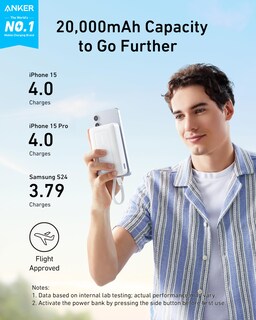 Foto 2 | Power Bank Anker Zolo De 20 000 Mah Y 30 W Con Cable Usb-c Para Iphone - Venta Internacional.