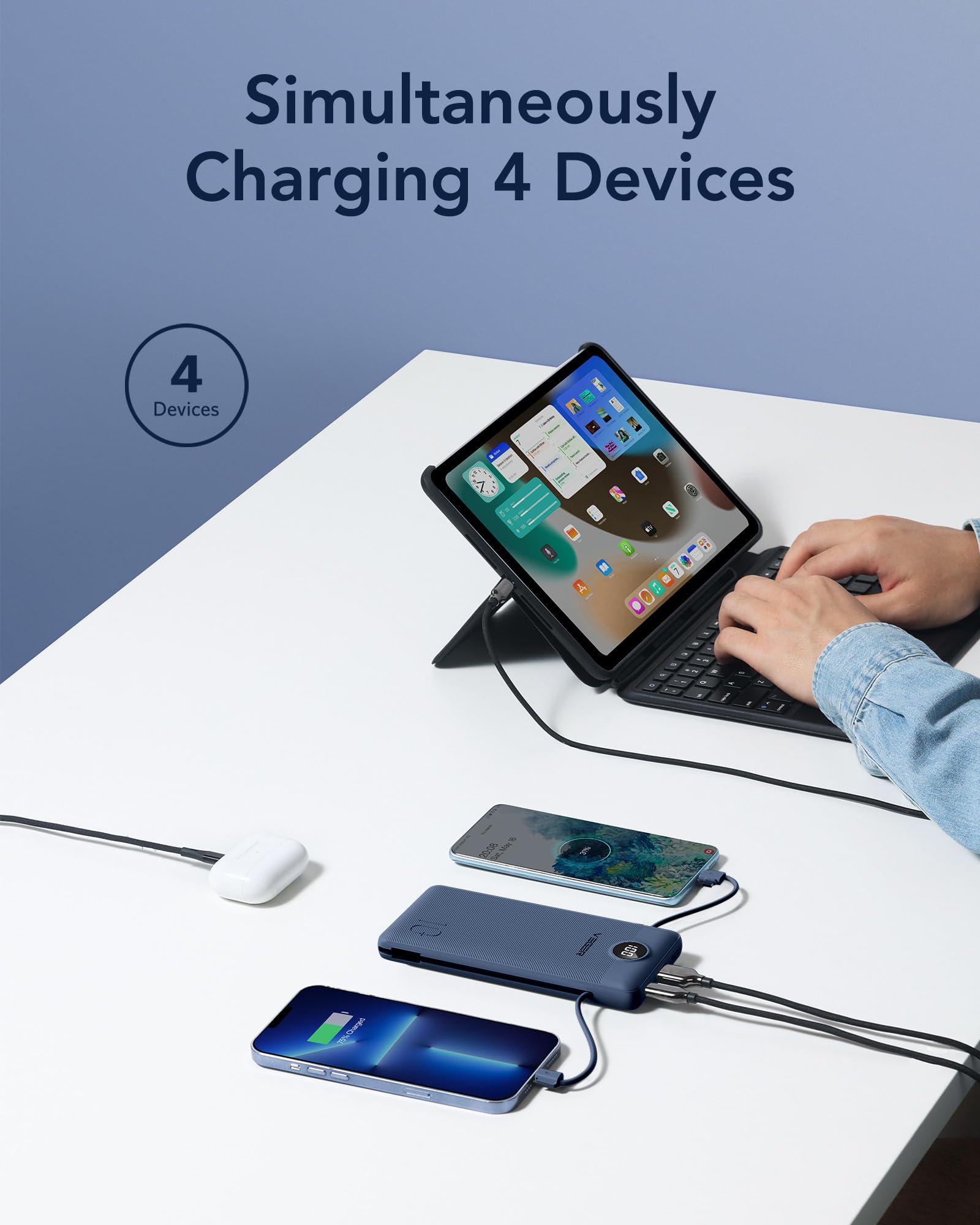 Foto 5 pulgar | Cargador Portátil Veger De 10000 Mah Con Cables Y Enchufe Integrados - Venta Internacional.