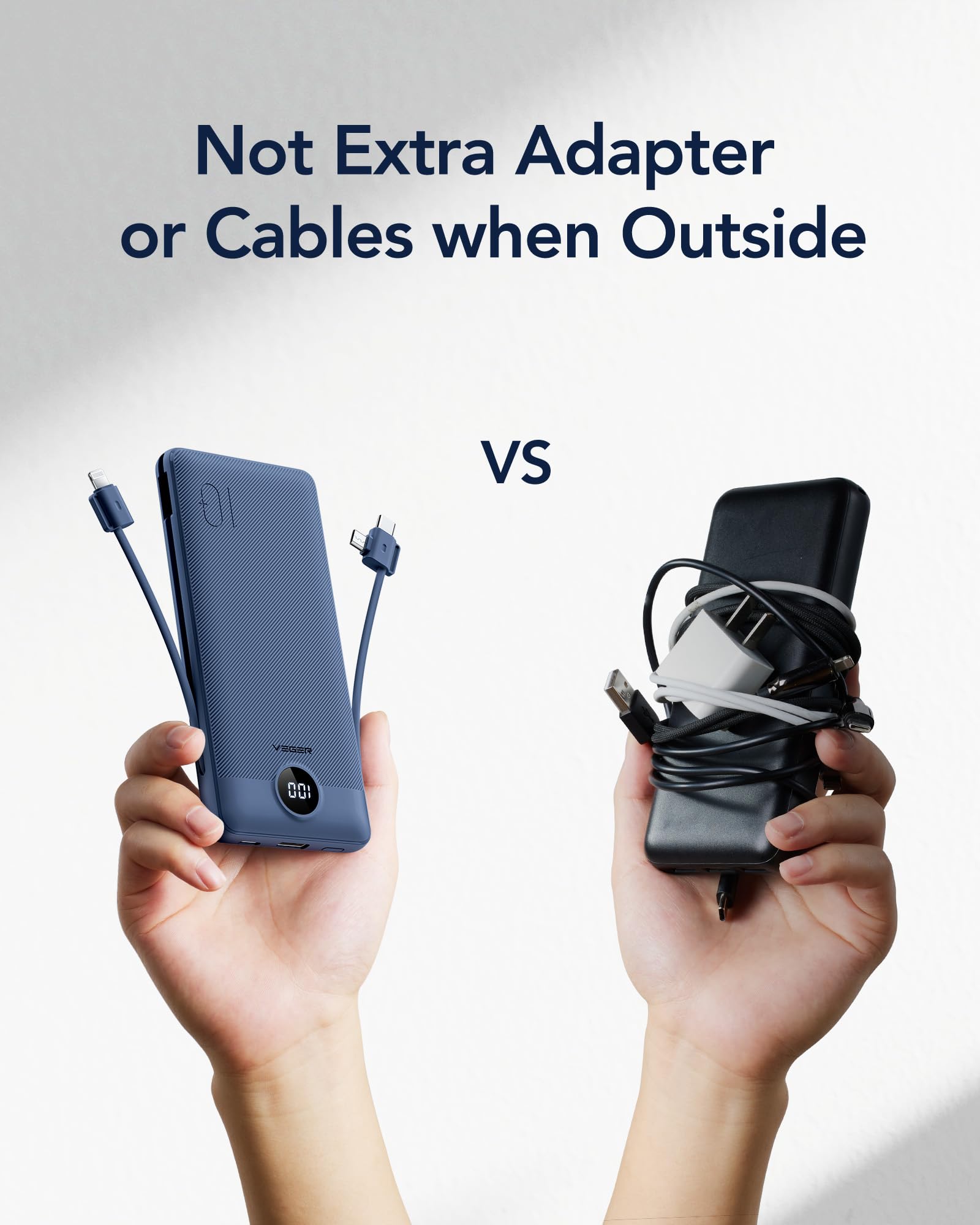 Foto 8 pulgar | Cargador Portátil Veger De 10000 Mah Con Cables Y Enchufe Integrados - Venta Internacional.