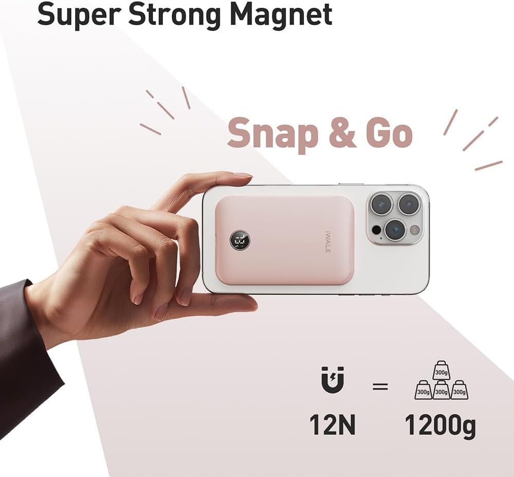 Foto 4 pulgar | Cargador Portátil Iwalk Magnetic 5000mah 18w Para Iphone Rosa - Venta Internacional.