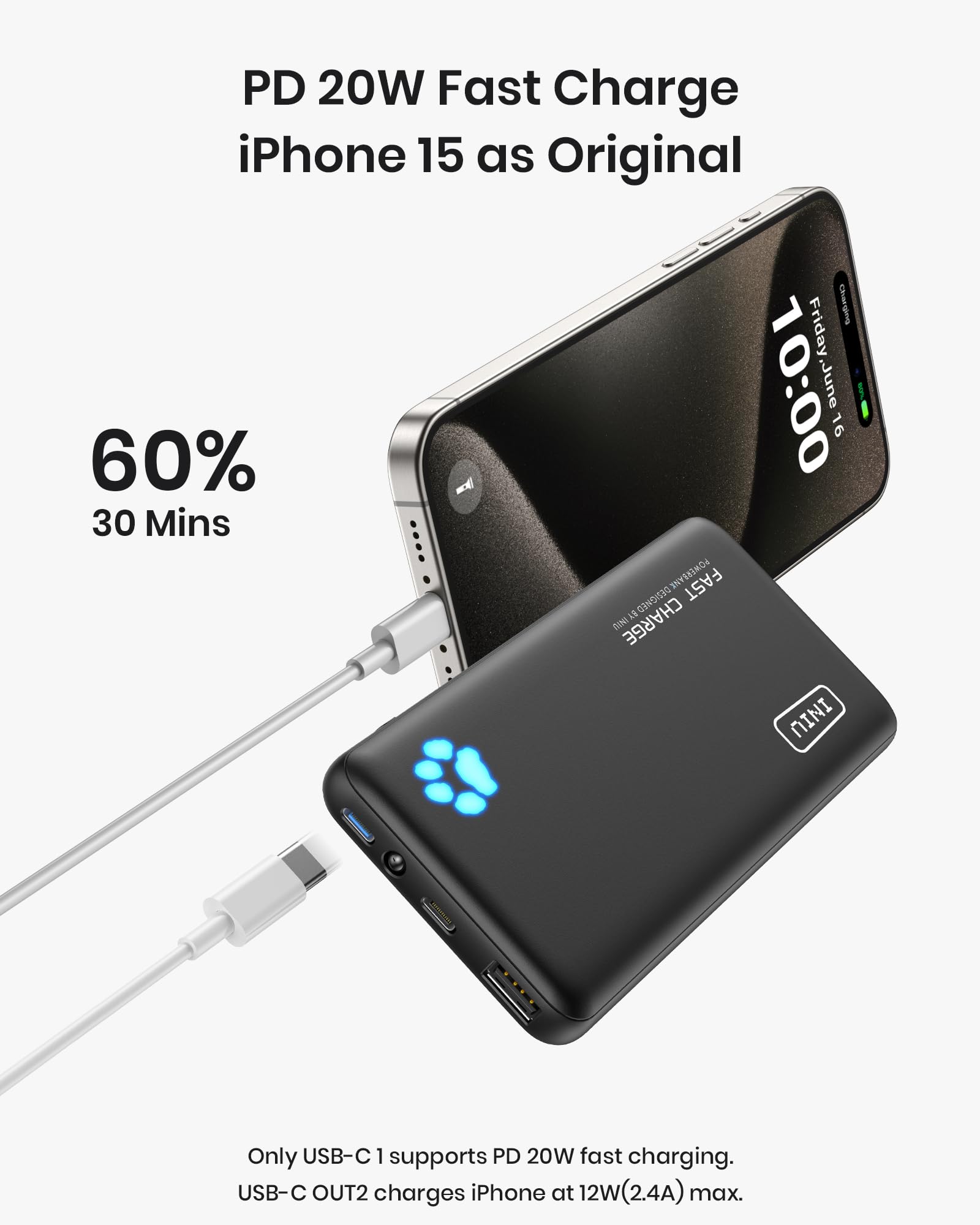 Foto 3 pulgar | Cargador Portátil Iniu 10000 Mah 20 W Pd3.0 De Carga Rápida - Venta Internacional.