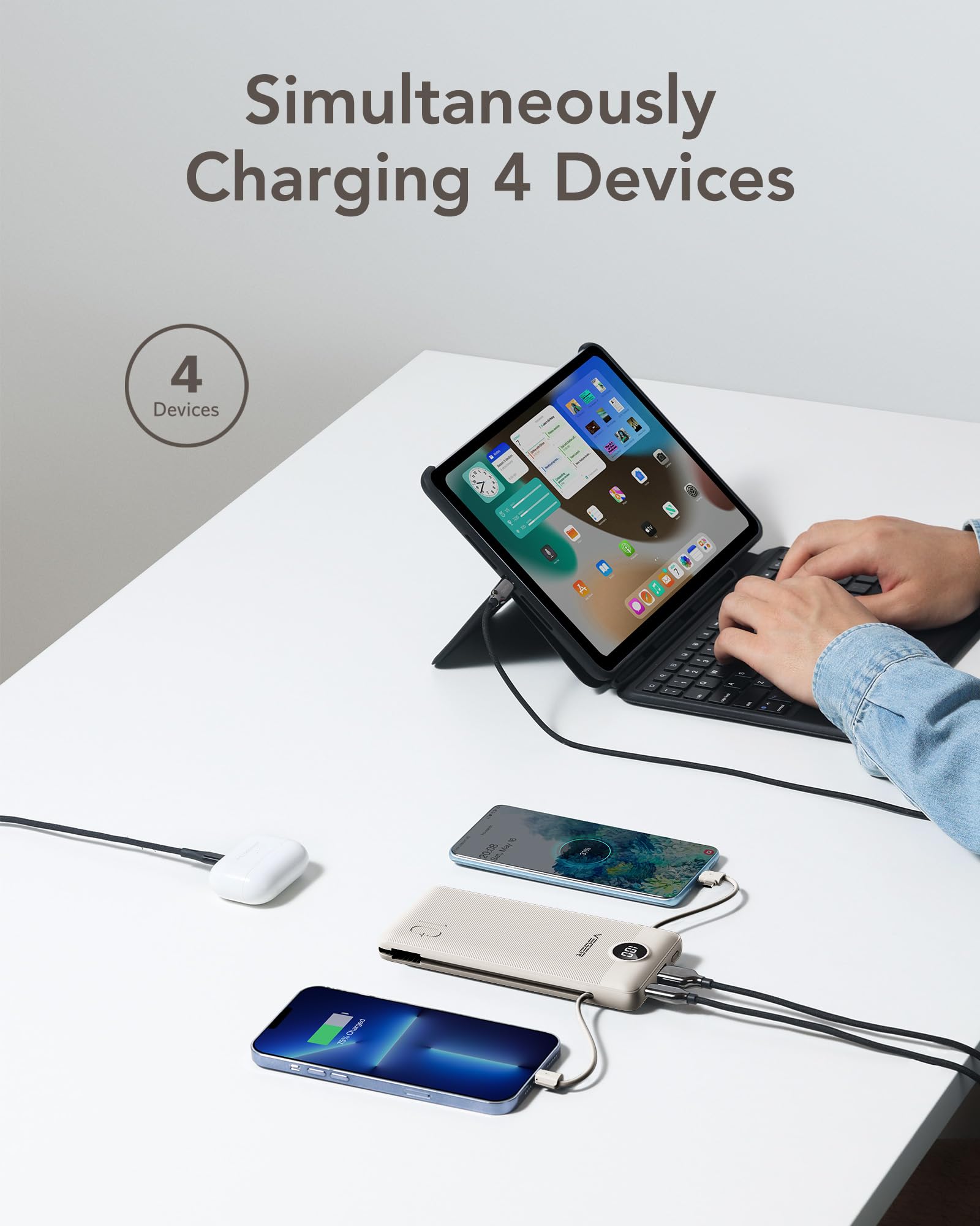 Foto 5 pulgar | Cargador Portátil Veger De 10000 Mah Con Cables Y Enchufe Integrados - Venta Internacional.