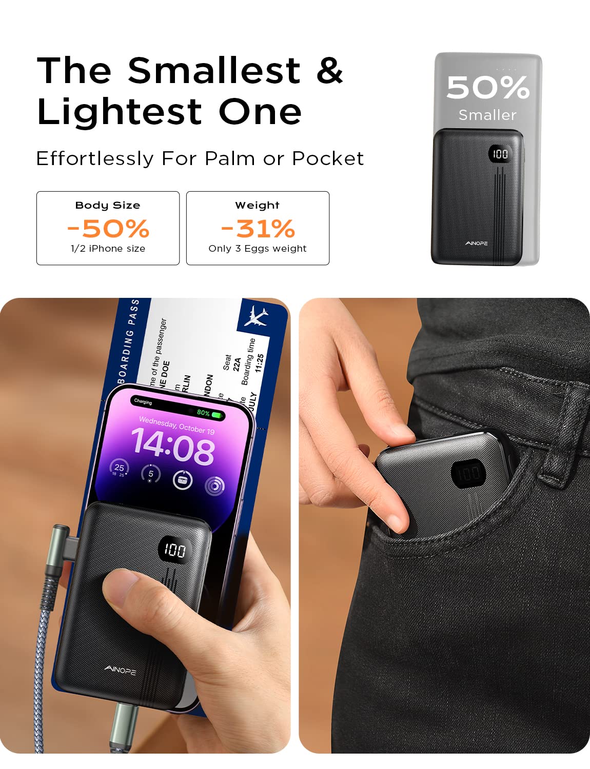 Foto 5 pulgar | Cargador Portátil Ainope Power Bank De 10000 Mah Usb-c Pd 20w - Venta Internacional.