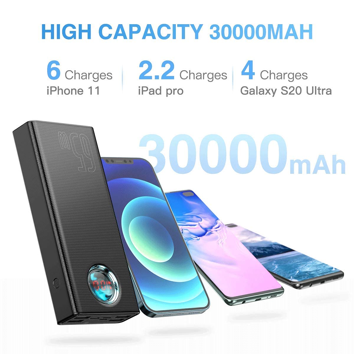 Foto 5 | Cargador Portátil Power Bank Baseus De 30 000 Mah Y 65 W, Color Negro - Venta Internacional.