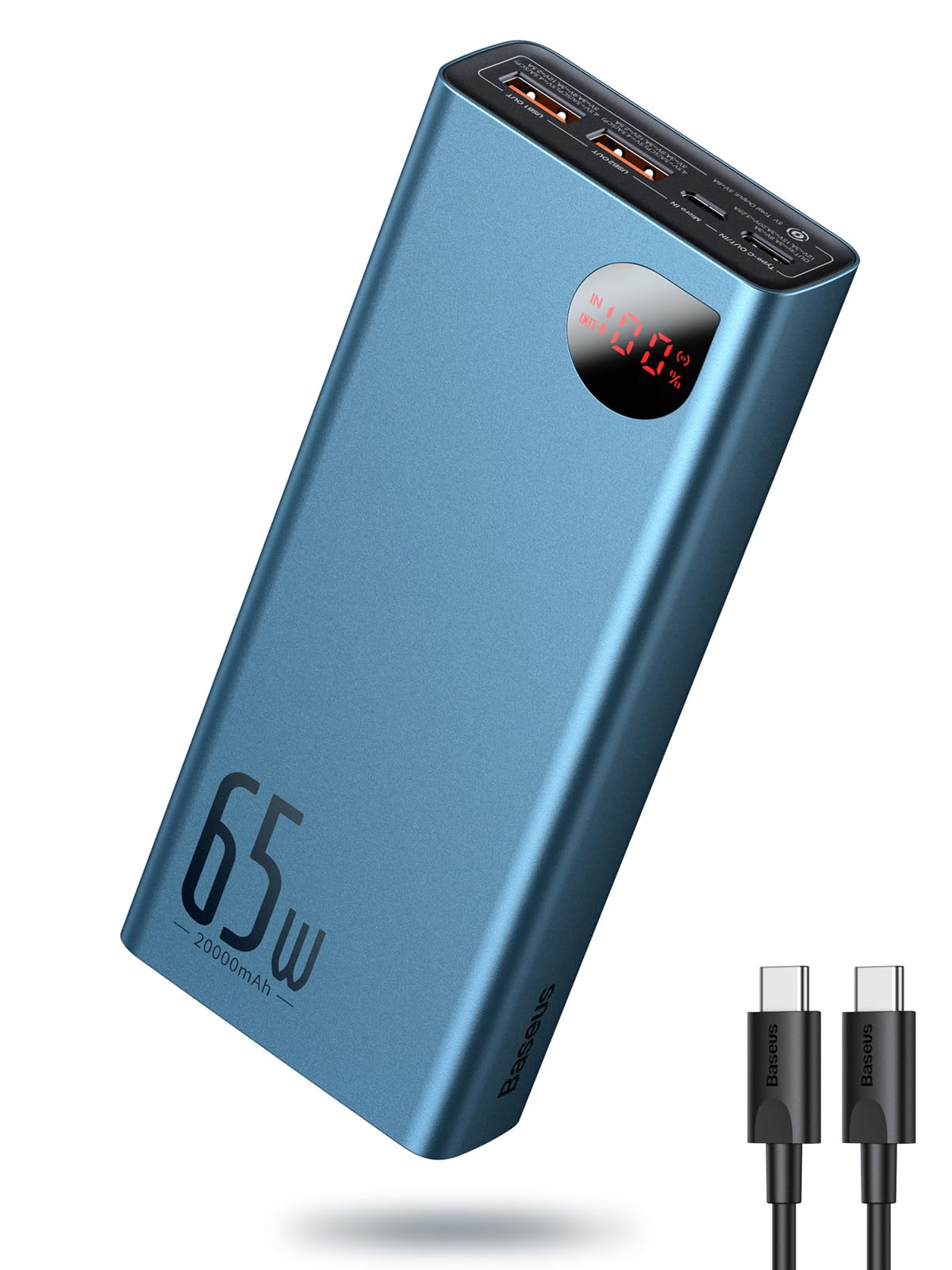Banco De Energía Baseus 65w 20000mah Con Pantalla Digital - Venta Internacional. $1,256