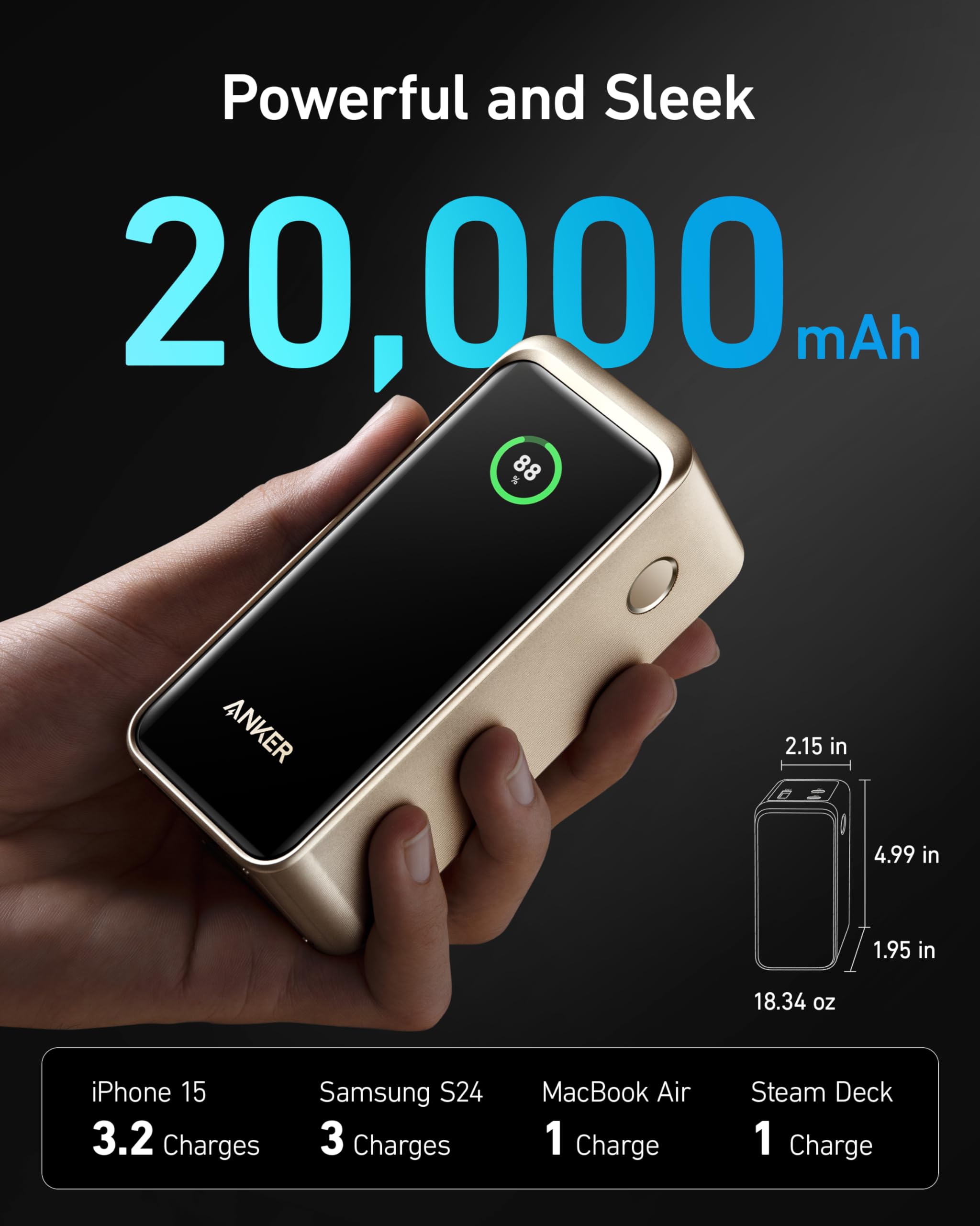 Foto 5 pulgar | Batería Externa Anker Prime De 20 000 Mah Y 200 W Con 2 Usb-c Y 1 Usb-a - Venta Internacional.