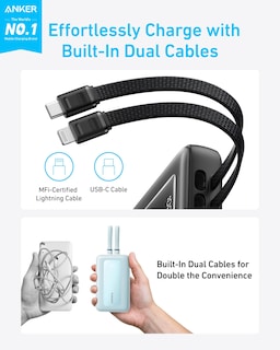 Foto 2 | Batería Externa Anker Zolo De 20 000 Mah Y 30 W Con Cable Usb C Y Lightning - Venta Internacional.