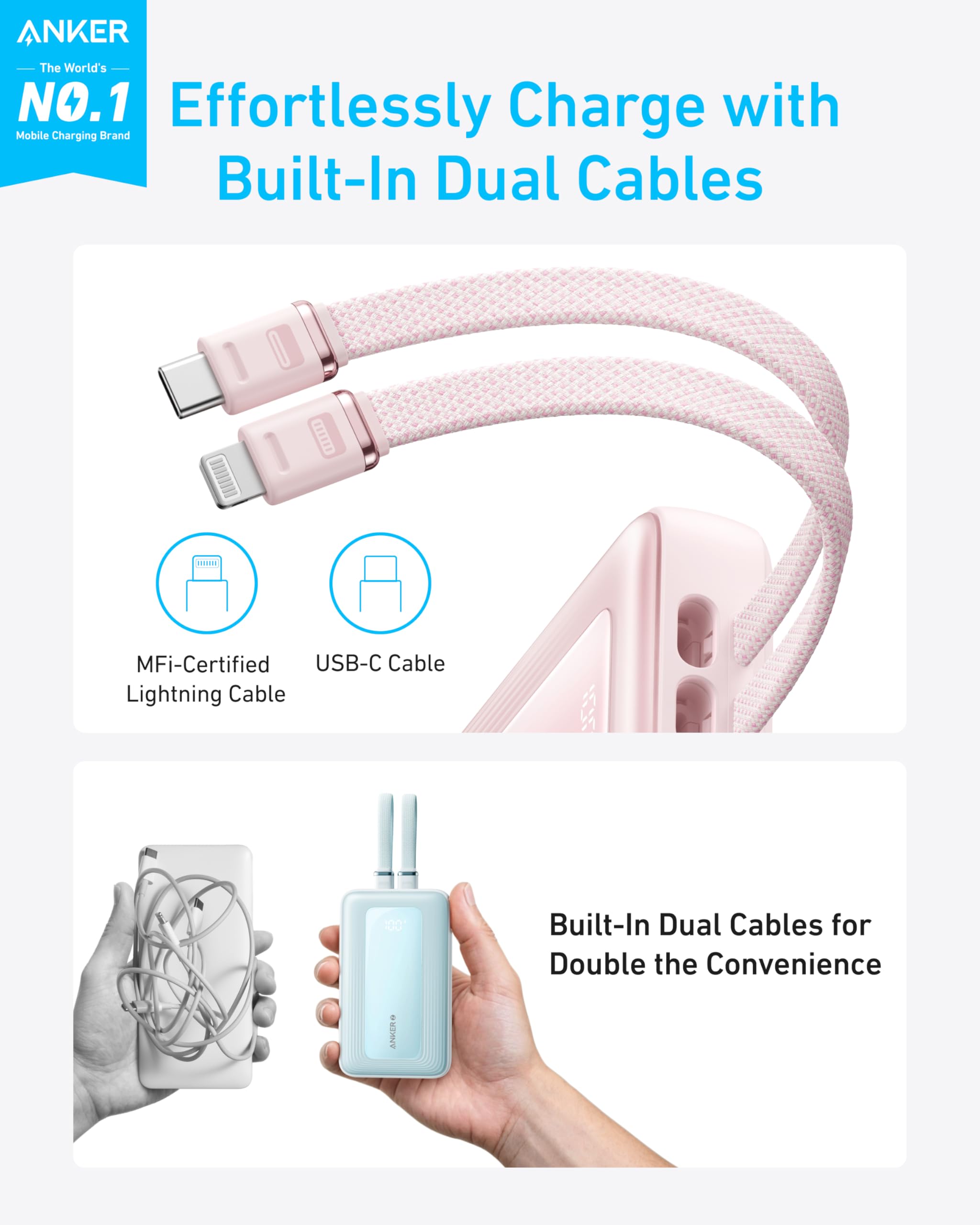 Foto 3 pulgar | Batería Externa Anker Zolo De 10 000 Mah Y 30 W Con Cable Usb C Y Lightning - Venta Internacional.