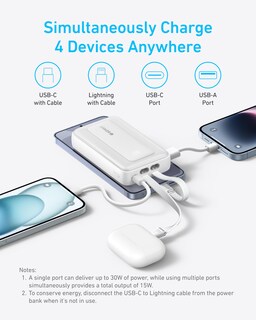 Foto 5 | Batería Externa Anker Zolo De 10 000 Mah Y 30 W Con Cable Usb C Y Lightning - Venta Internacional.