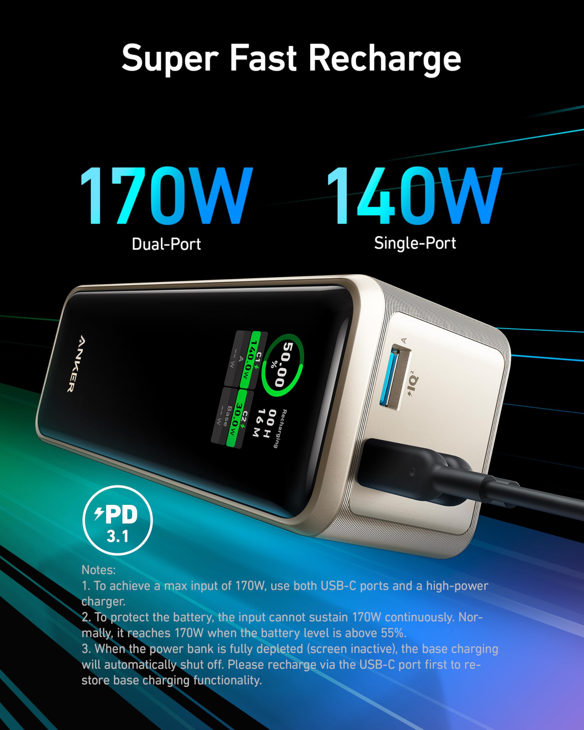 Foto 6 pulgar | Batería Externa Anker Prime 27.650 Mah, 3 Puertos Y 250 W Con Aplicación Inteligente - Venta Internacional.