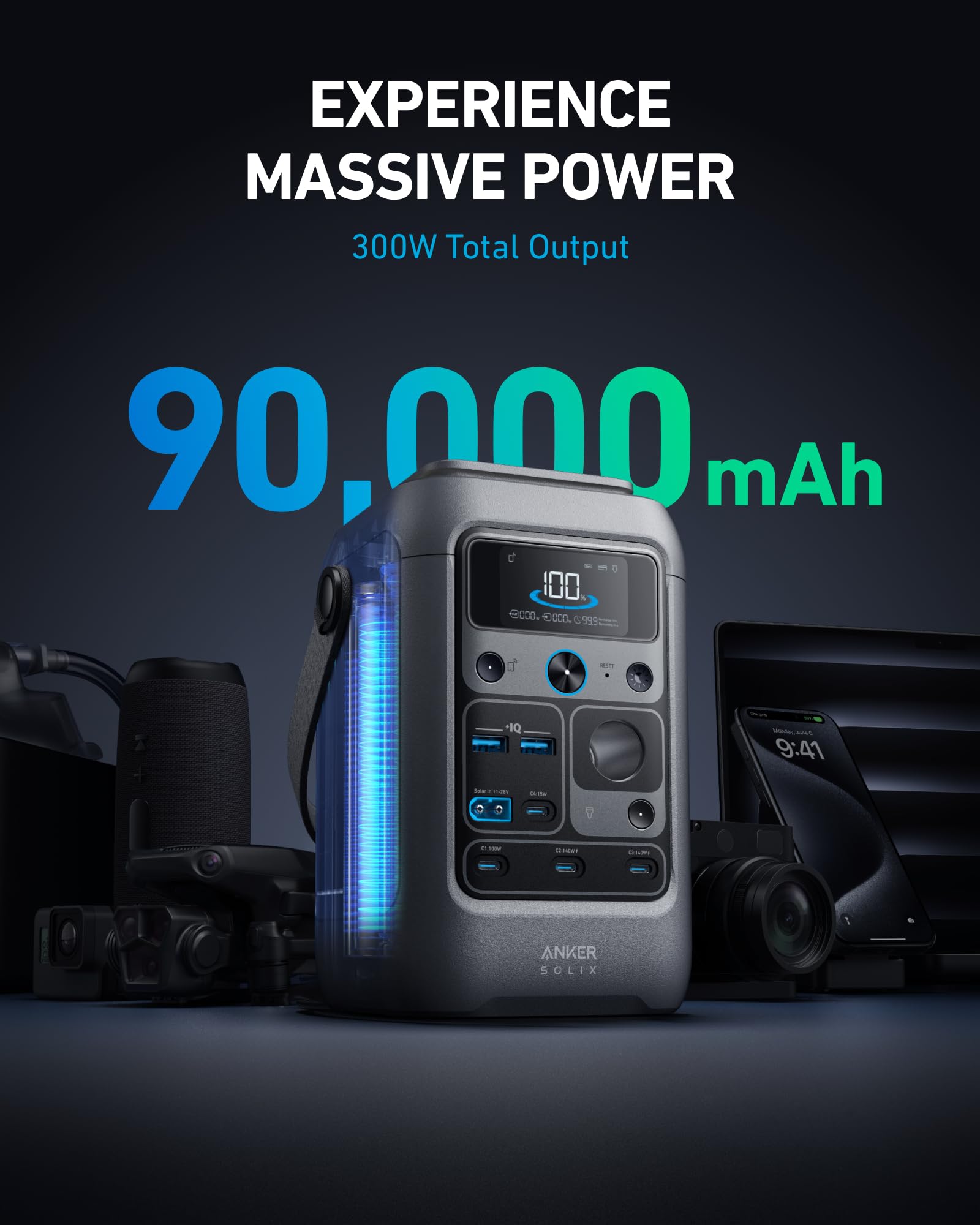 Foto 3 pulgar | Central Eléctrica Portátil Anker Solix C300 288wh (90.000 Mah) - Venta Internacional.
