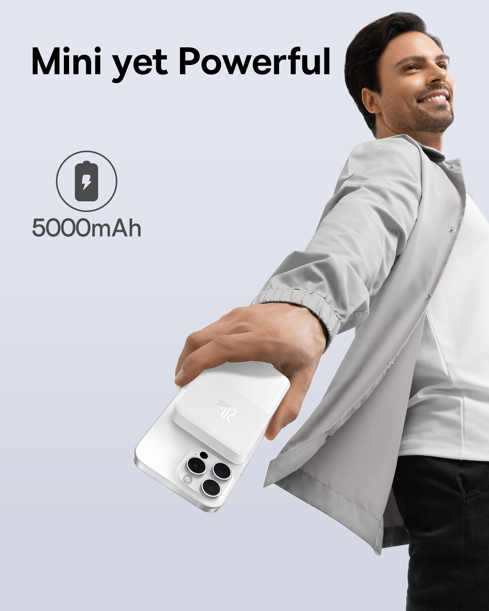 Foto 8 pulgar | Cargador Portátil Inalámbrico Baseus Battery Pack 5000 Mah Blanco - Venta Internacional.
