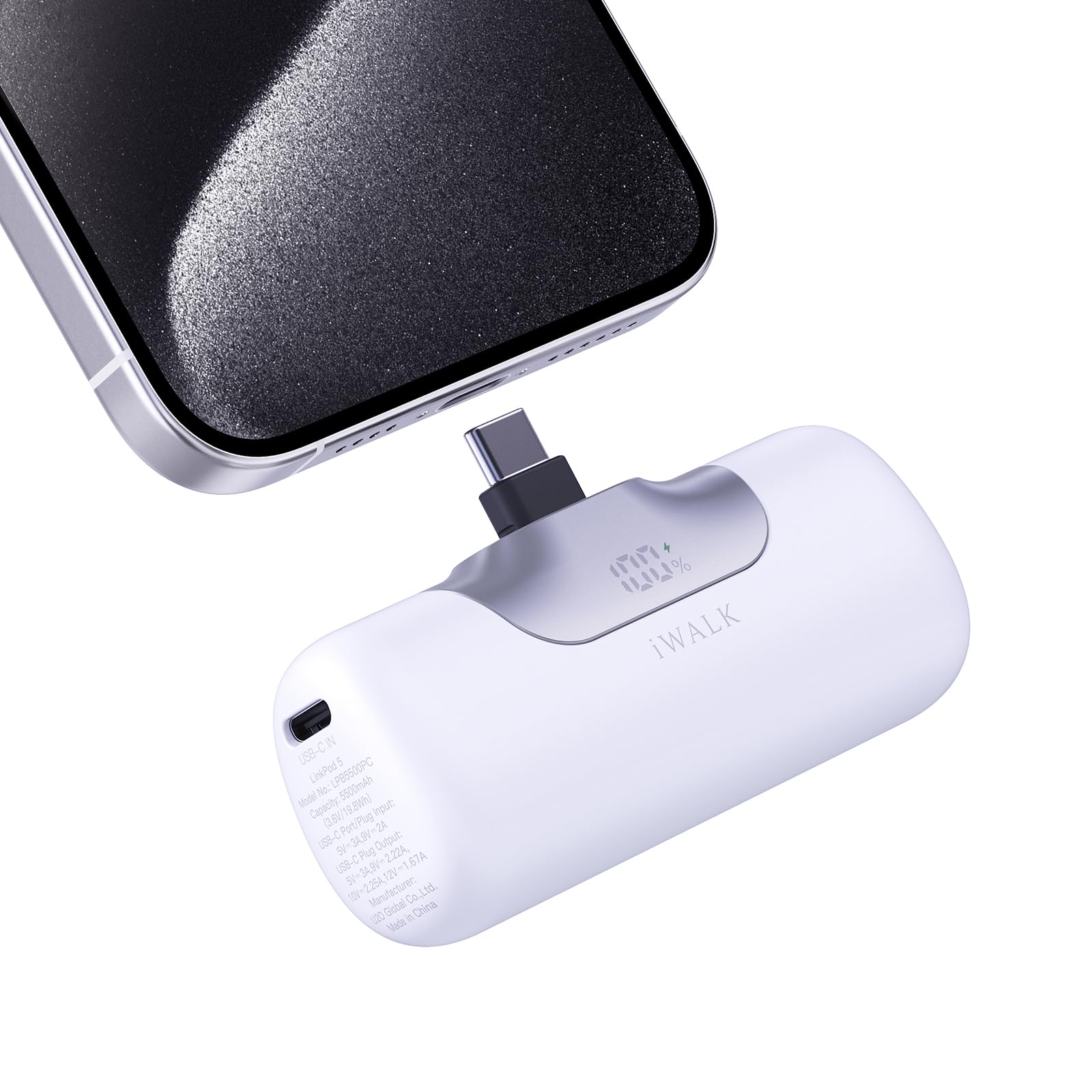 Foto 2 pulgar | Cargador Portátil Iwalk 5500 Mah 22,5 W De Carga Rápida Blanco - Venta Internacional.