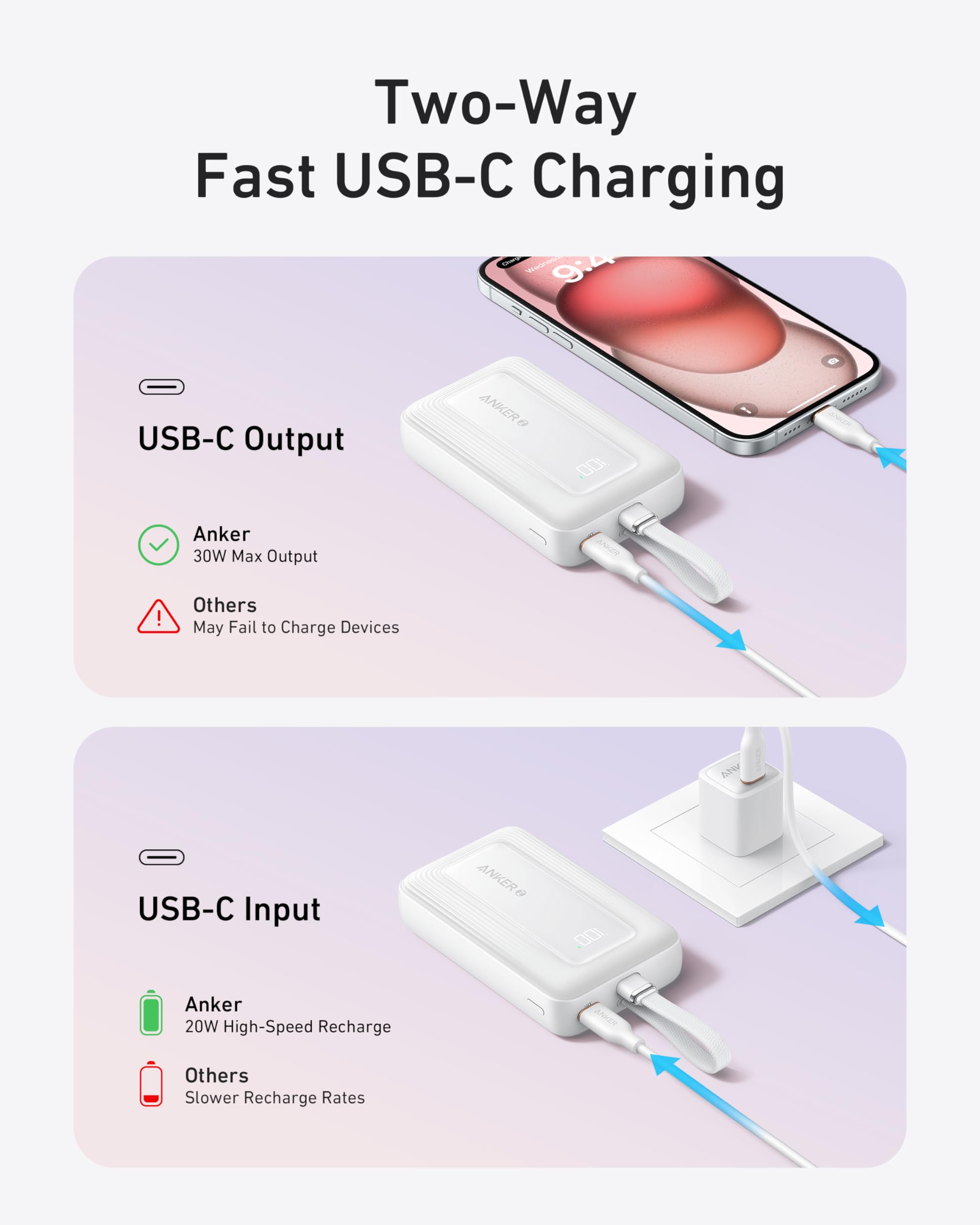 Foto 6 pulgar | Power Bank Anker Zolo De 10 000 Mah Y 30 W Con Cable Usb-c Para Iphone - Venta Internacional.