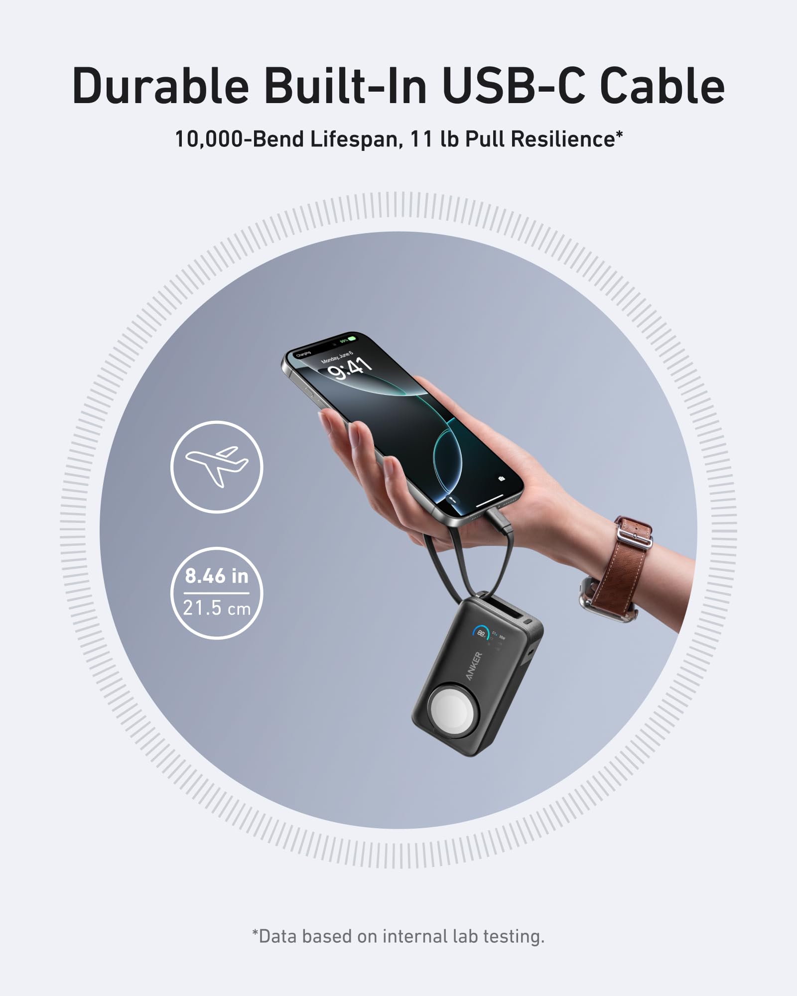 Foto 4 | Batería Externa Anker Maggo De 10.000 Mah Con Cable Usb-c Para Apple Watch - Venta Internacional.