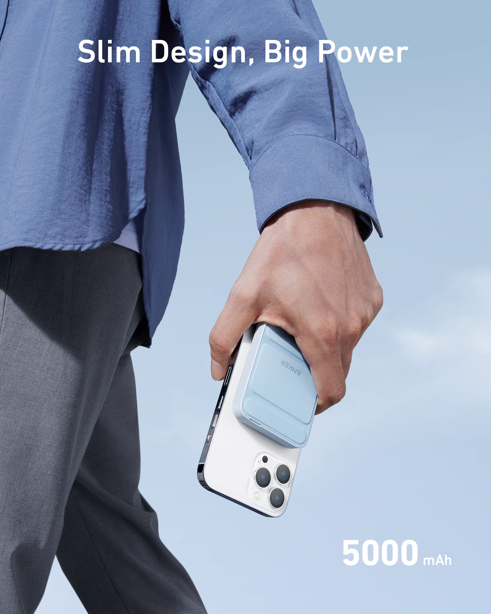 Foto 4 | Cargador Portátil Anker 622 Con Batería Magnética De 5000 Mah, Color Azul - Venta Internacional.