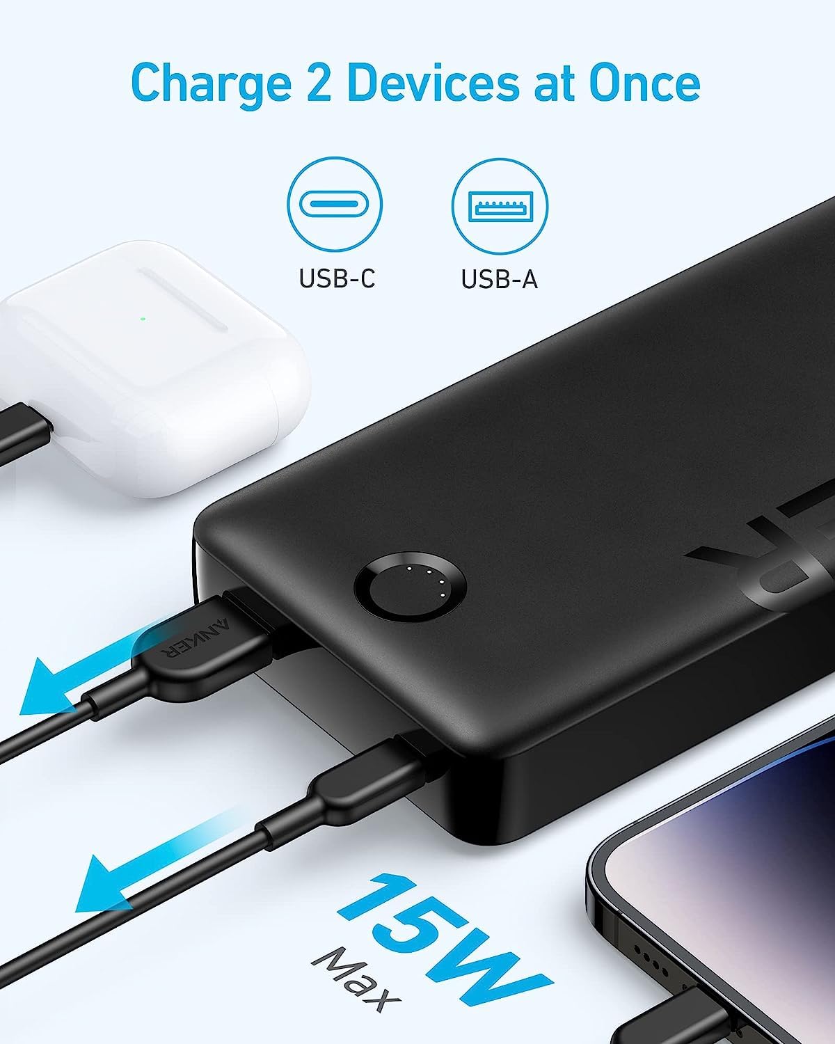 Foto 4 pulgar | Cargador Portátil Anker Power Bank De 20.000 Mah, 15 W, 2 Puertos, Negro - Venta Internacional.