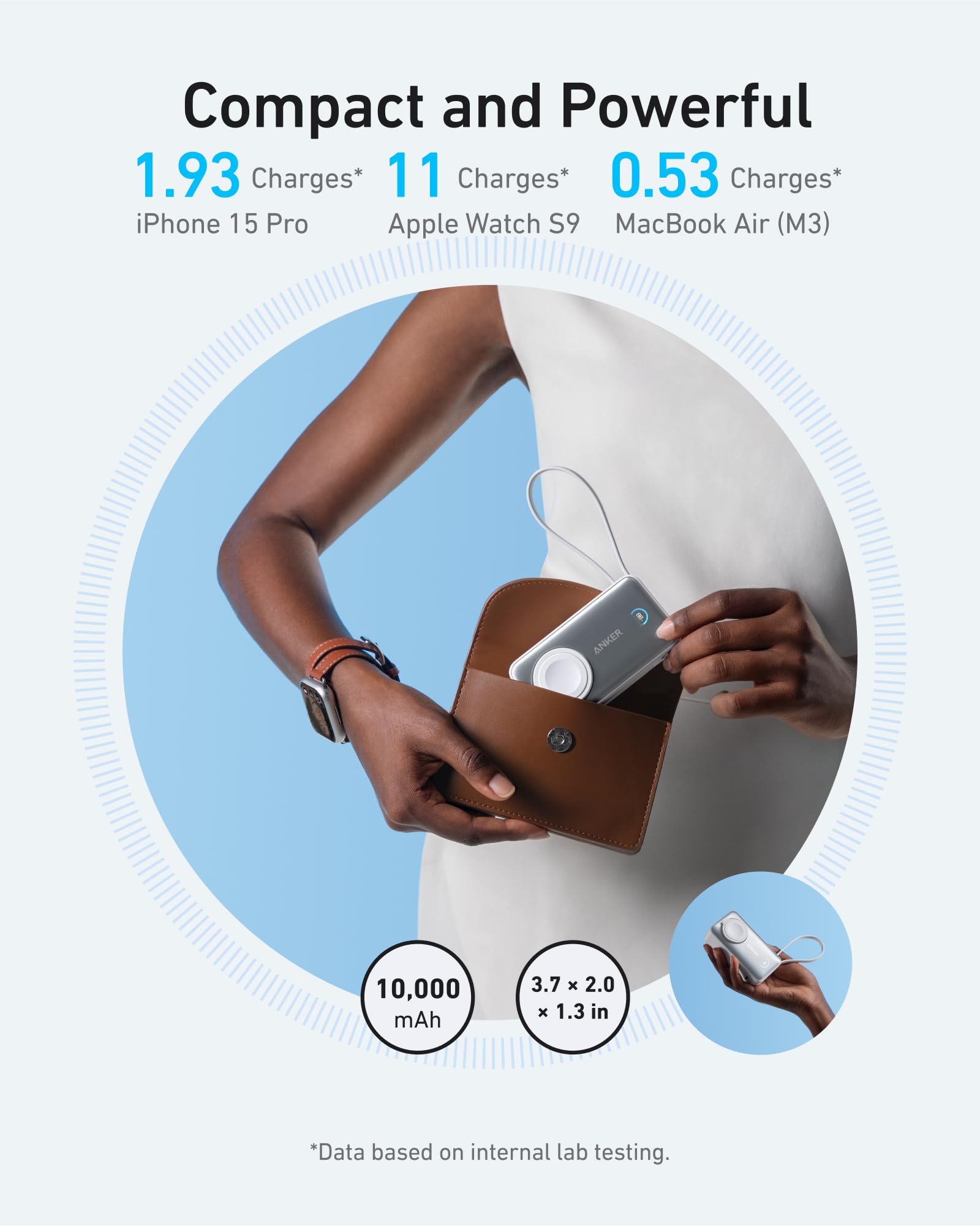 Foto 7 pulgar | Batería Externa Anker Maggo de 10.000 mah con Cable USB-C para Apple Watch - Venta Internacional