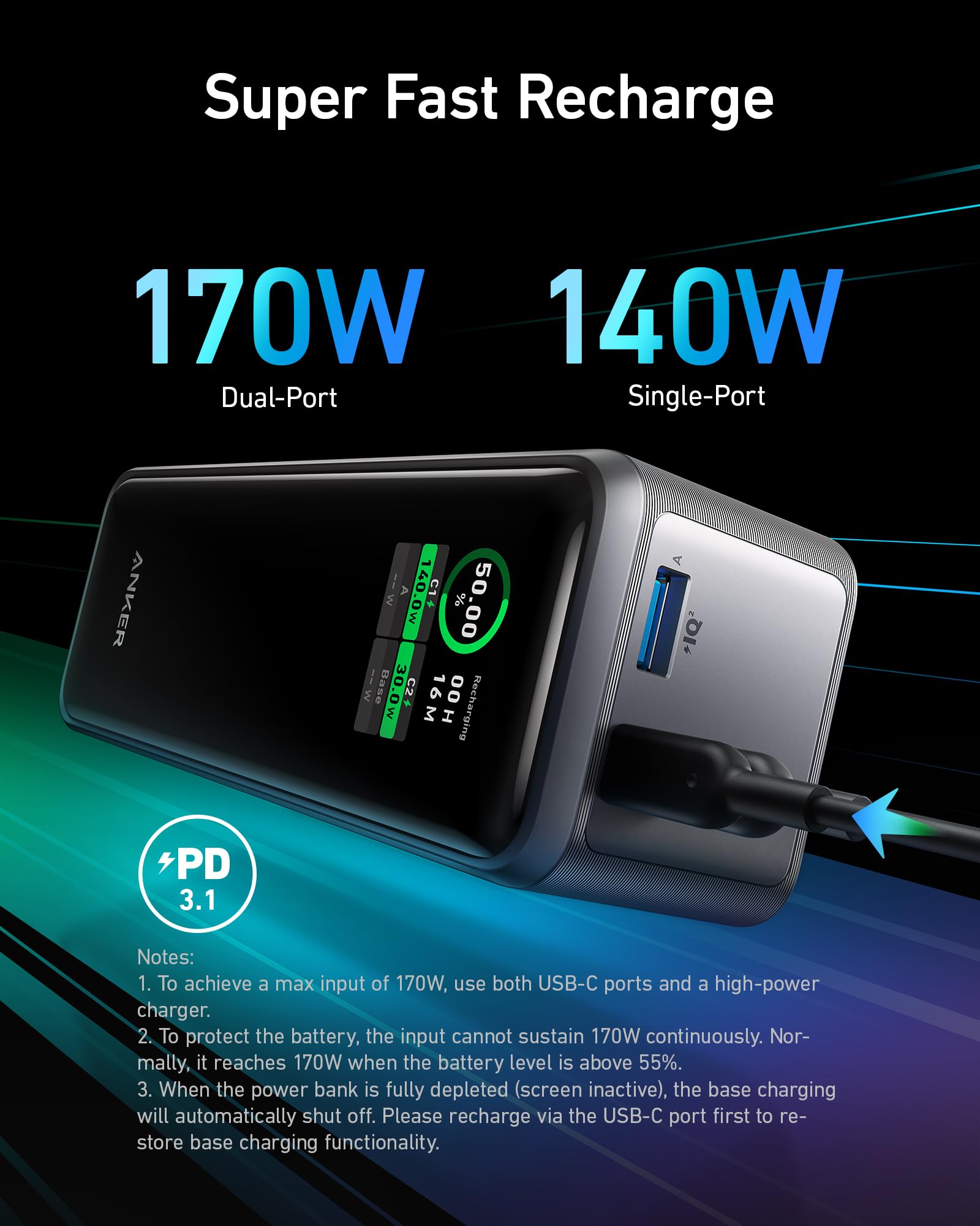 Foto 6 pulgar | Batería Externa Anker Prime 27.650 Mah, 3 Puertos Y 250 W Con Aplicación Inteligente - Venta Internacional.