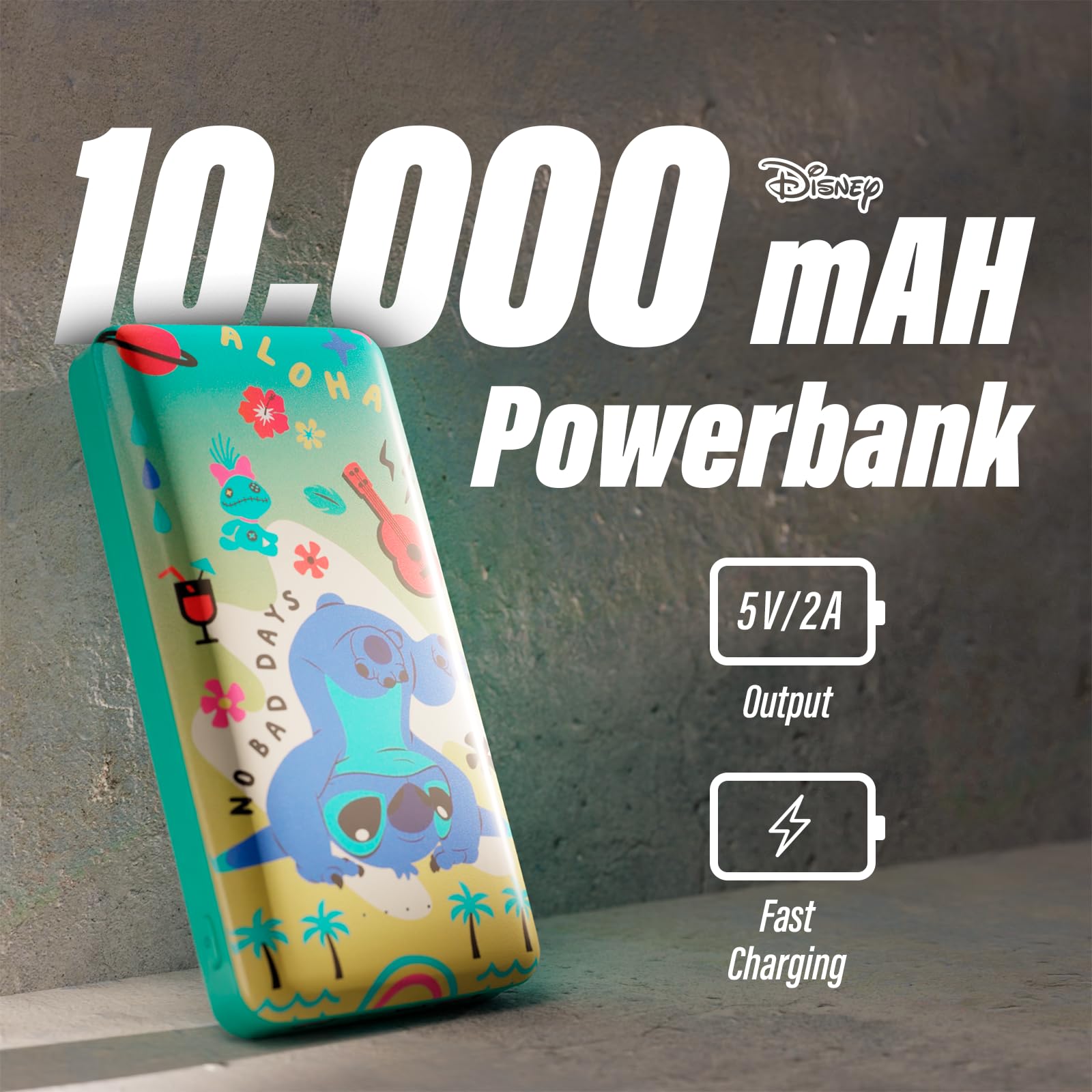 Foto 3 pulgar | Power Bank Disney Lilo And Stitch Con Puerto Usb-a/c De 10.000 Mah - Venta Internacional.