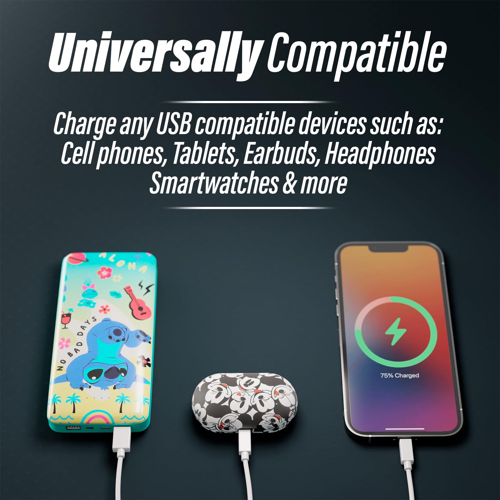 Foto 7 pulgar | Power Bank Disney Lilo And Stitch Con Puerto Usb-a/c De 10.000 Mah - Venta Internacional.