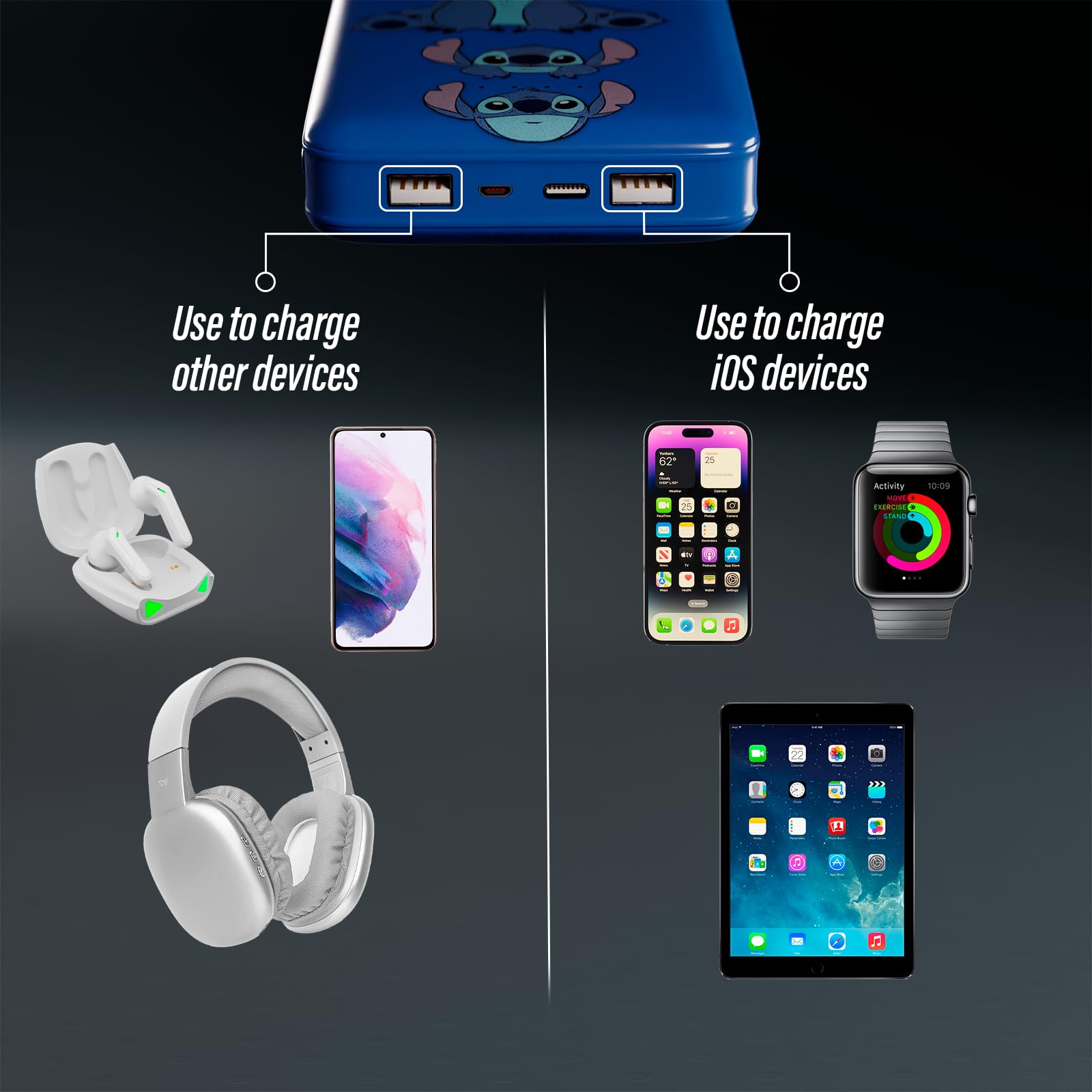 Foto 4 pulgar | Batería Externa Disney Lilo And Stitch De 10.000 Mah Con Puerto Usb - Venta Internacional.