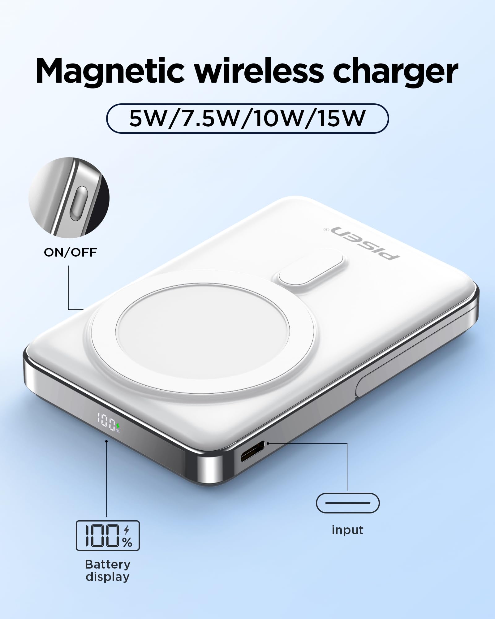 Foto 8 pulgar | Cargador Inalámbrico Power Bank Pisen Mag-safe De 10000 Mah, 30 W Pd - Venta Internacional.