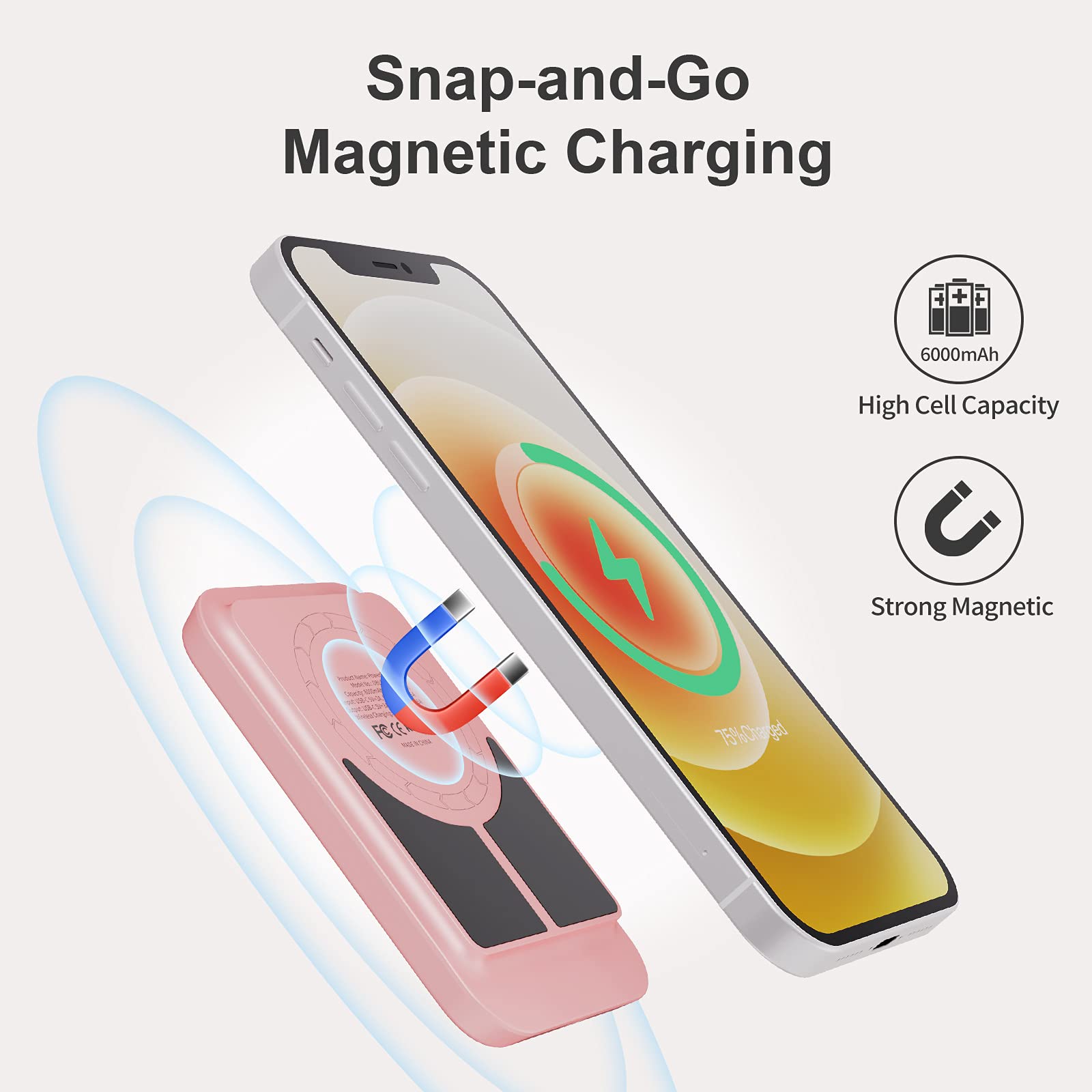 Foto 3 pulgar | Cargador Inalámbrico Magnético Power Bank Iwalk De 6000 Mah Para Iphone - Venta Internacional.