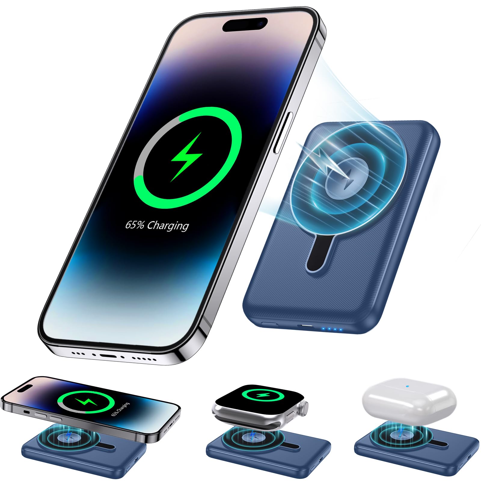 Cargador Portátil Inalámbrico Kurdene Me08 5000mah Azul - Venta Internacional. $808