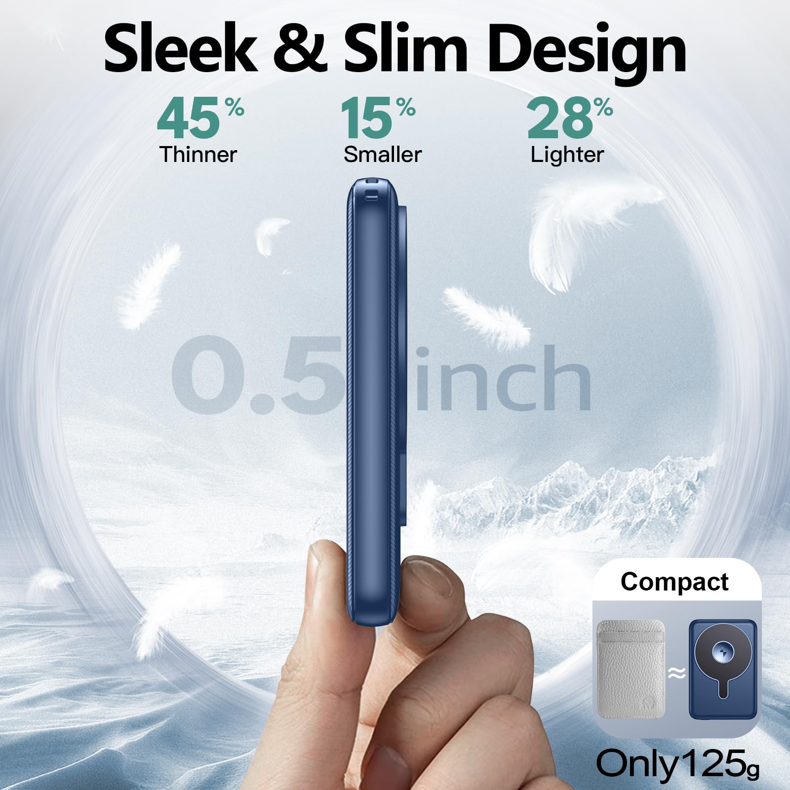 Foto 6 pulgar | Cargador Portátil Inalámbrico Kurdene Me08 5000mah Azul - Venta Internacional.