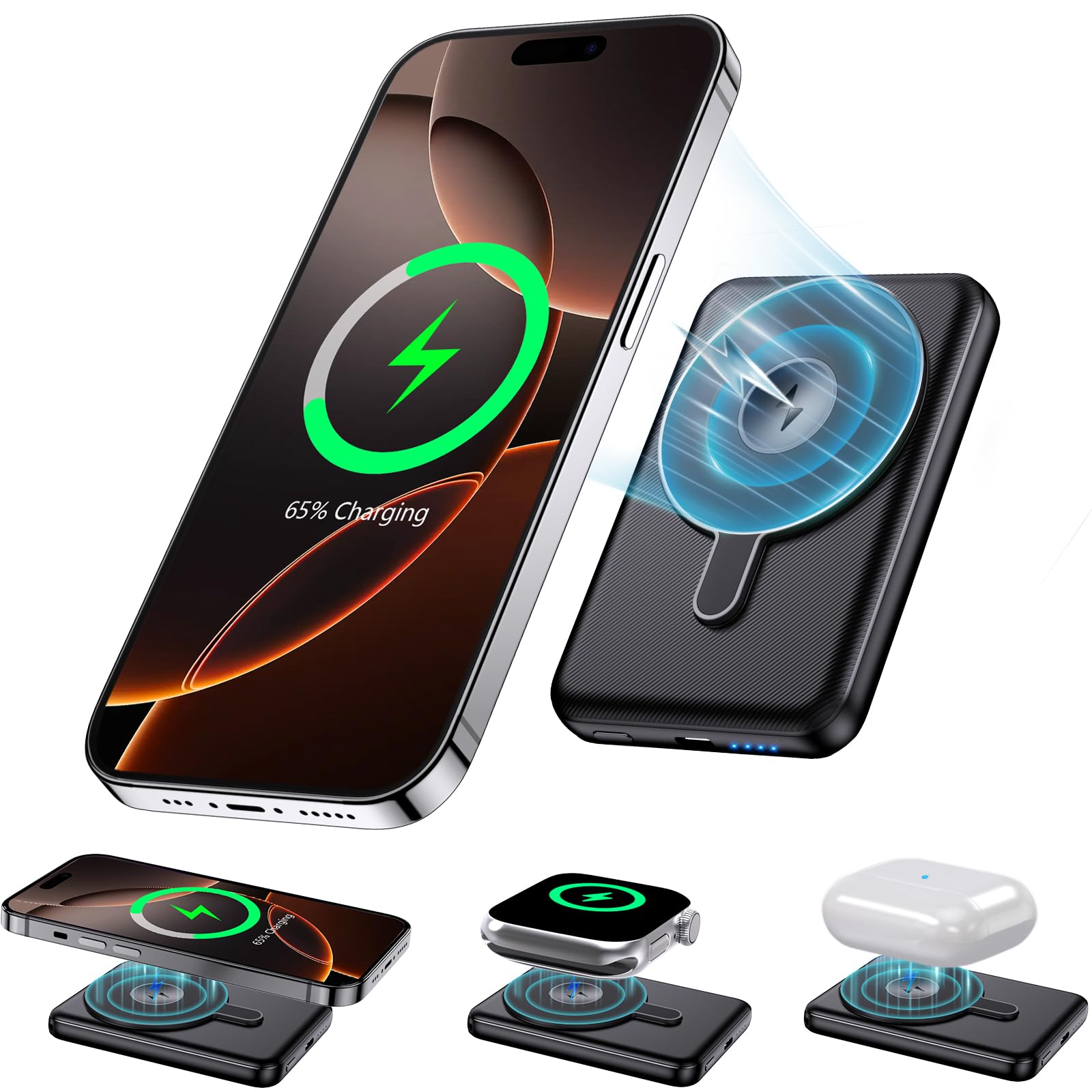 Foto 1 | Cargador Portátil Inalámbrico Kurdene Ultra Slim 5000mah - Venta Internacional.