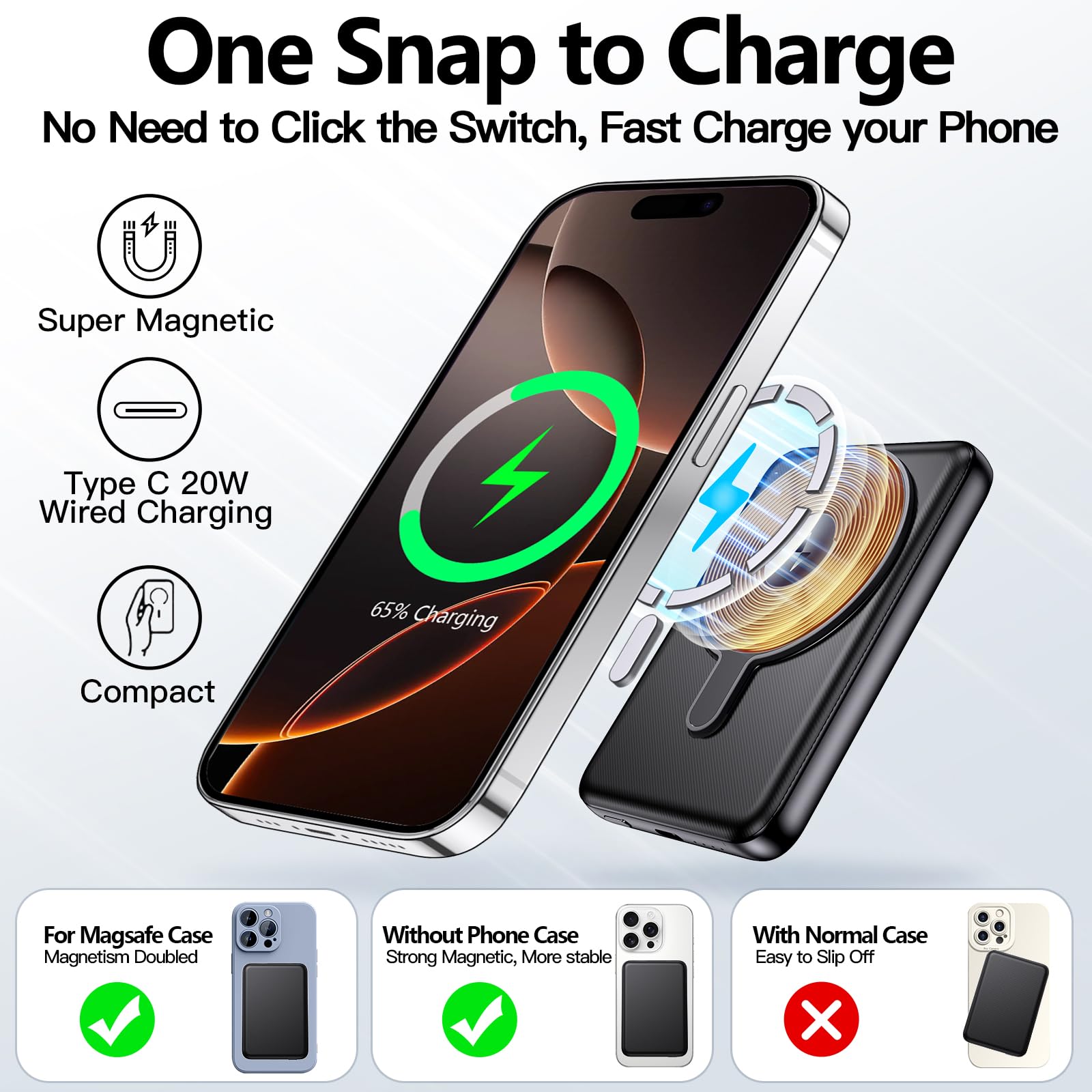Foto 4 pulgar | Cargador Portátil Inalámbrico Kurdene Ultra Slim 5000mah - Venta Internacional.