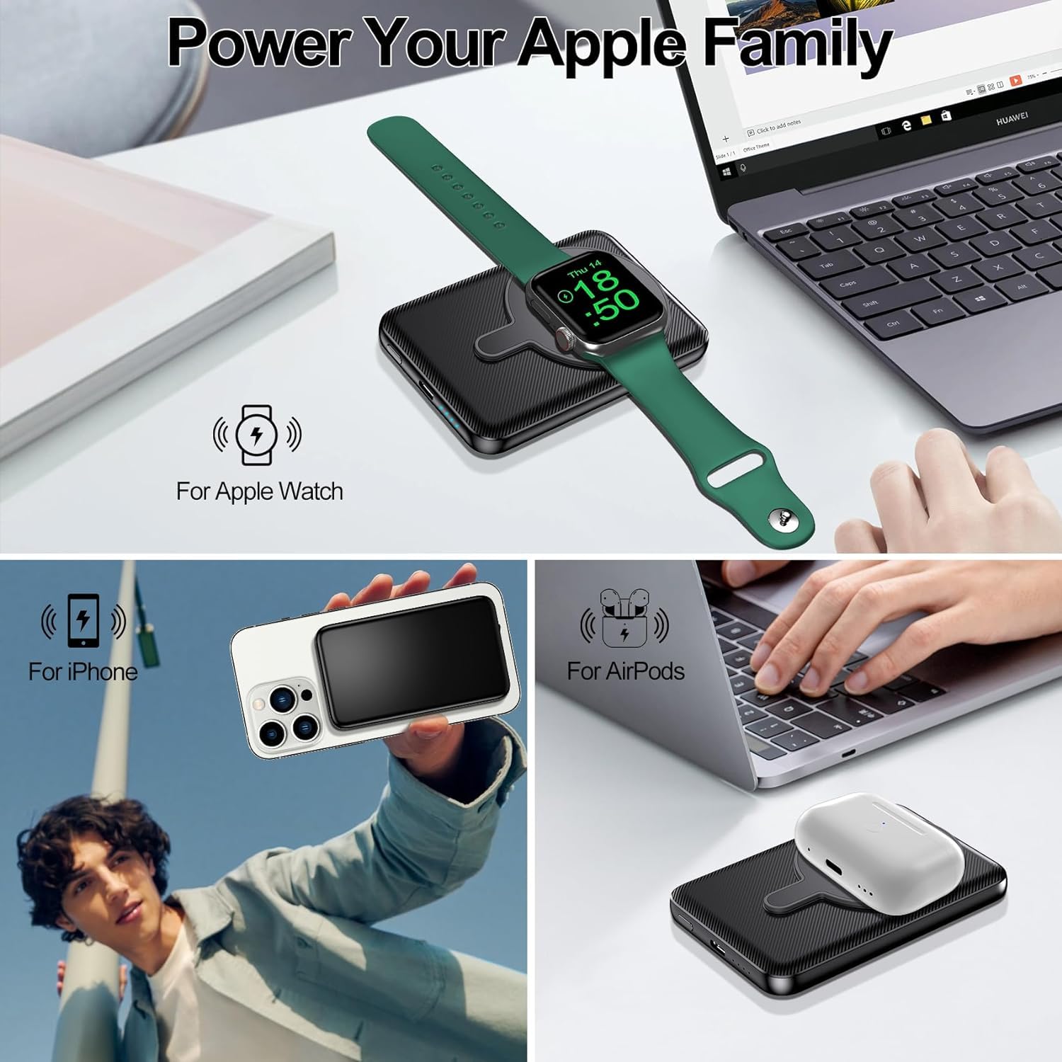 Foto 5 pulgar | Cargador Portátil Inalámbrico Kurdene Ultra Slim 5000mah - Venta Internacional.