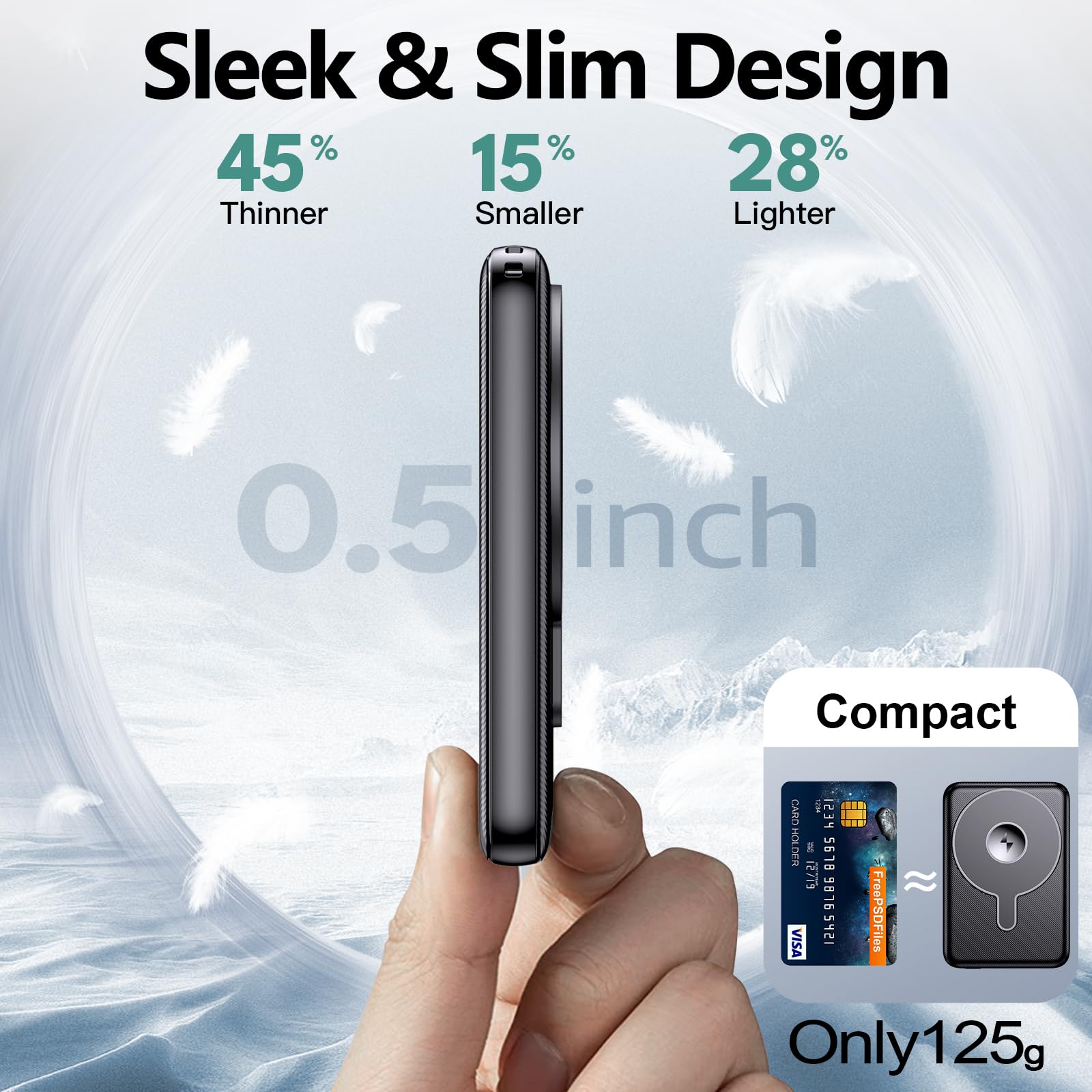 Foto 6 pulgar | Cargador Portátil Inalámbrico Kurdene Ultra Slim 5000mah - Venta Internacional.