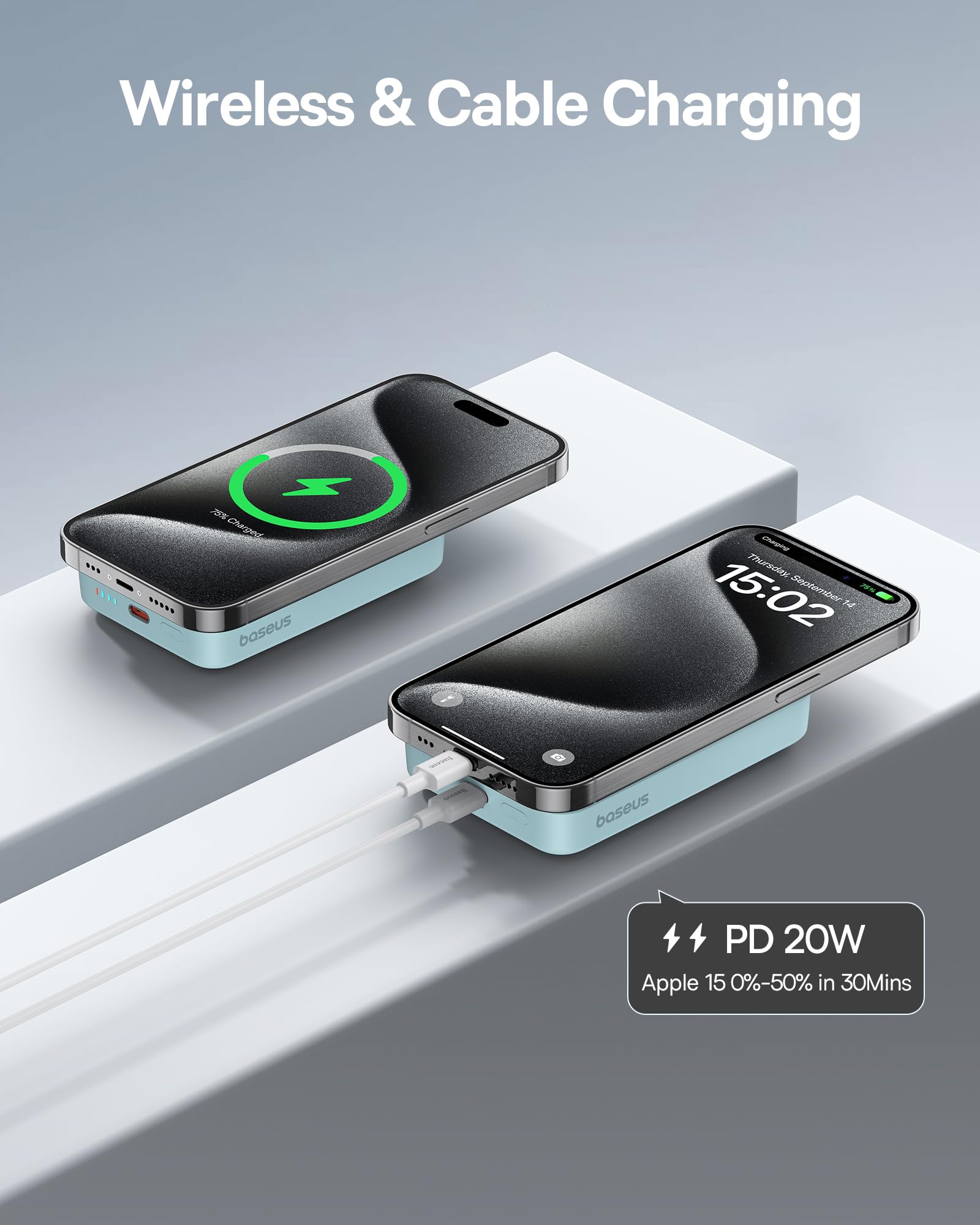 Foto 6 pulgar | Cargador Portátil Inalámbrico Baseus 10000 Mah Para Iphone Blue - Venta Internacional.