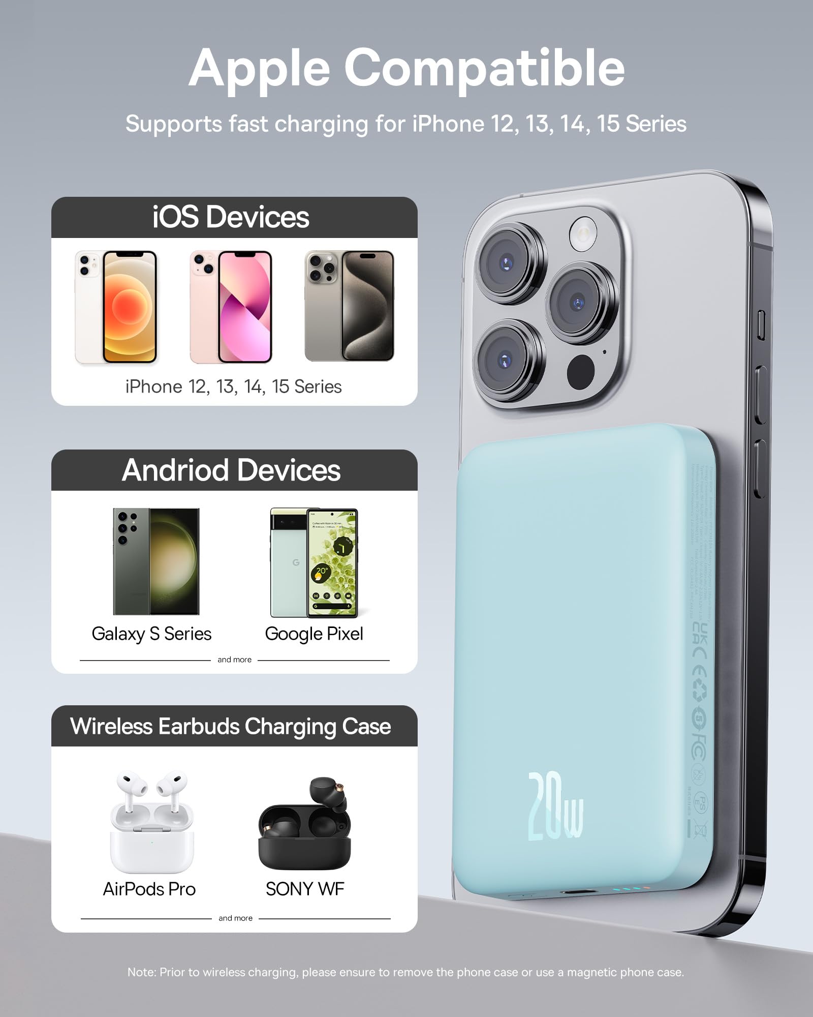 Foto 6 | Cargador Portátil Inalámbrico Baseus 10000 Mah Para Iphone Blue - Venta Internacional.