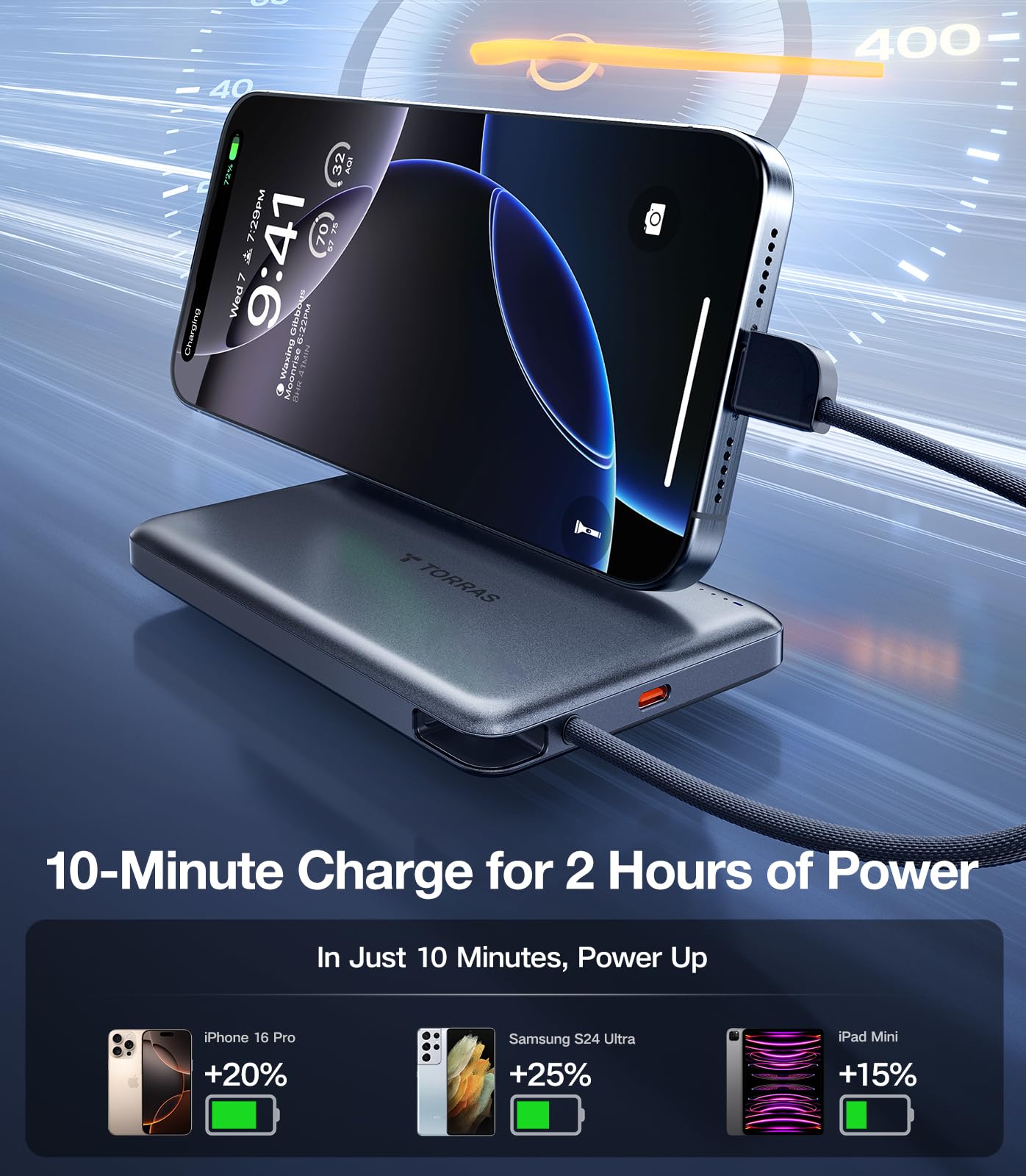 Foto 2 | Batería Externa Torras Ultradelgada De 10.000 Mah Con Usb-c De 22,5 W Fast - Venta Internacional.