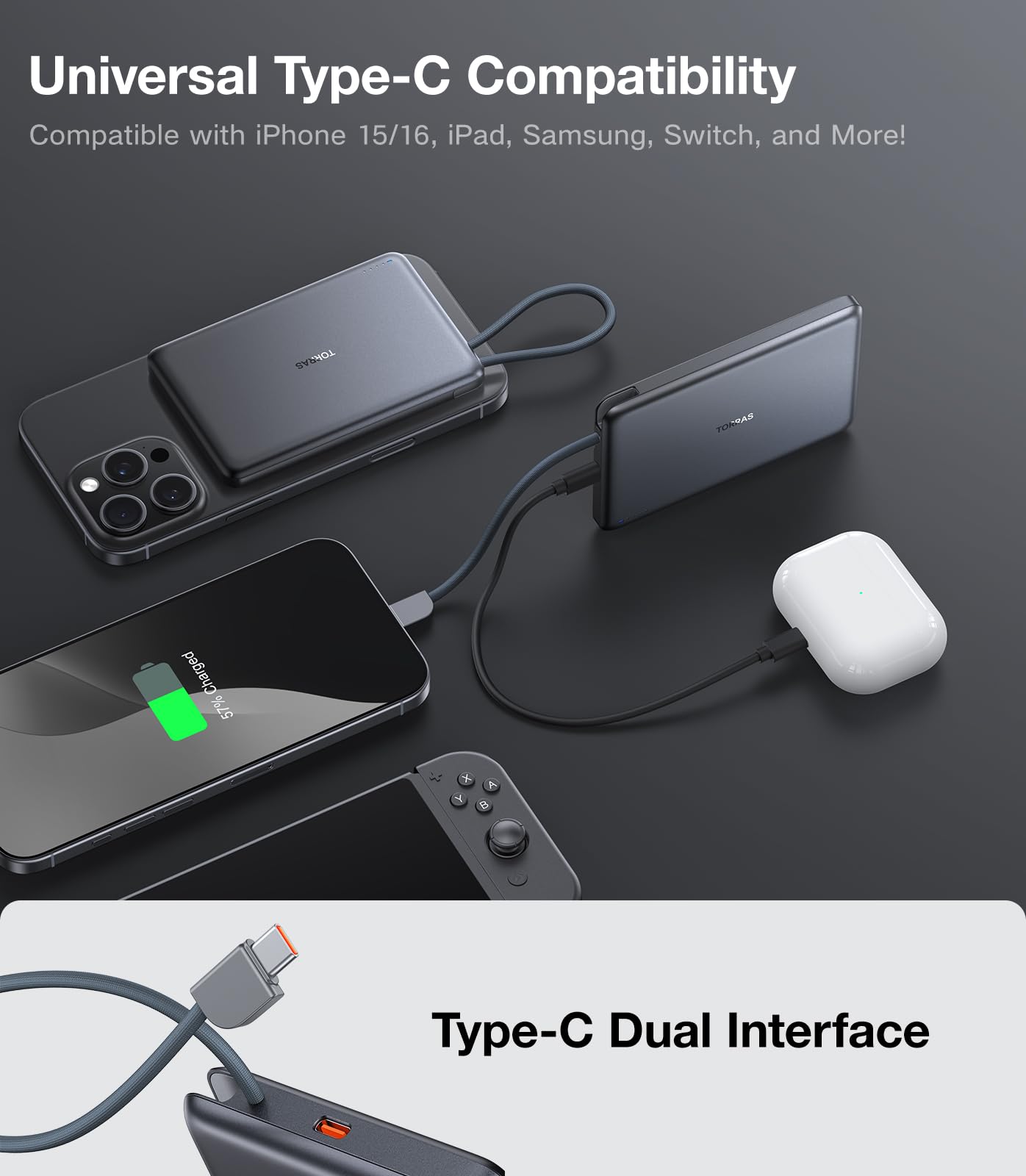 Foto 7 pulgar | Batería Externa Torras Ultradelgada De 10.000 Mah Con Usb-c De 22,5 W Fast - Venta Internacional.