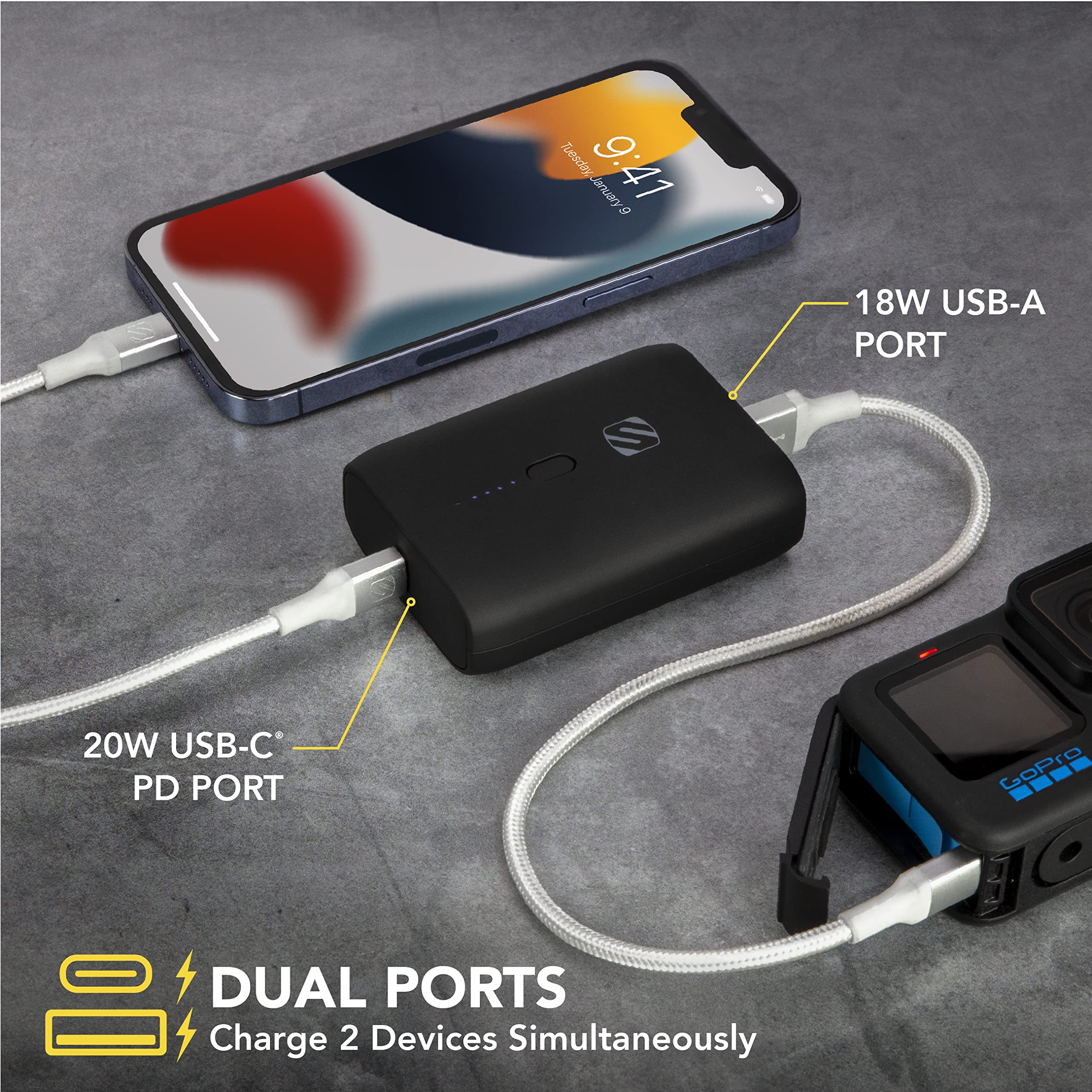 Foto 4 pulgar | Paquete De Baterías Para Teléfono Celular Scosche Gobat De 10000 Mah Con Cargador - Venta Internacional.