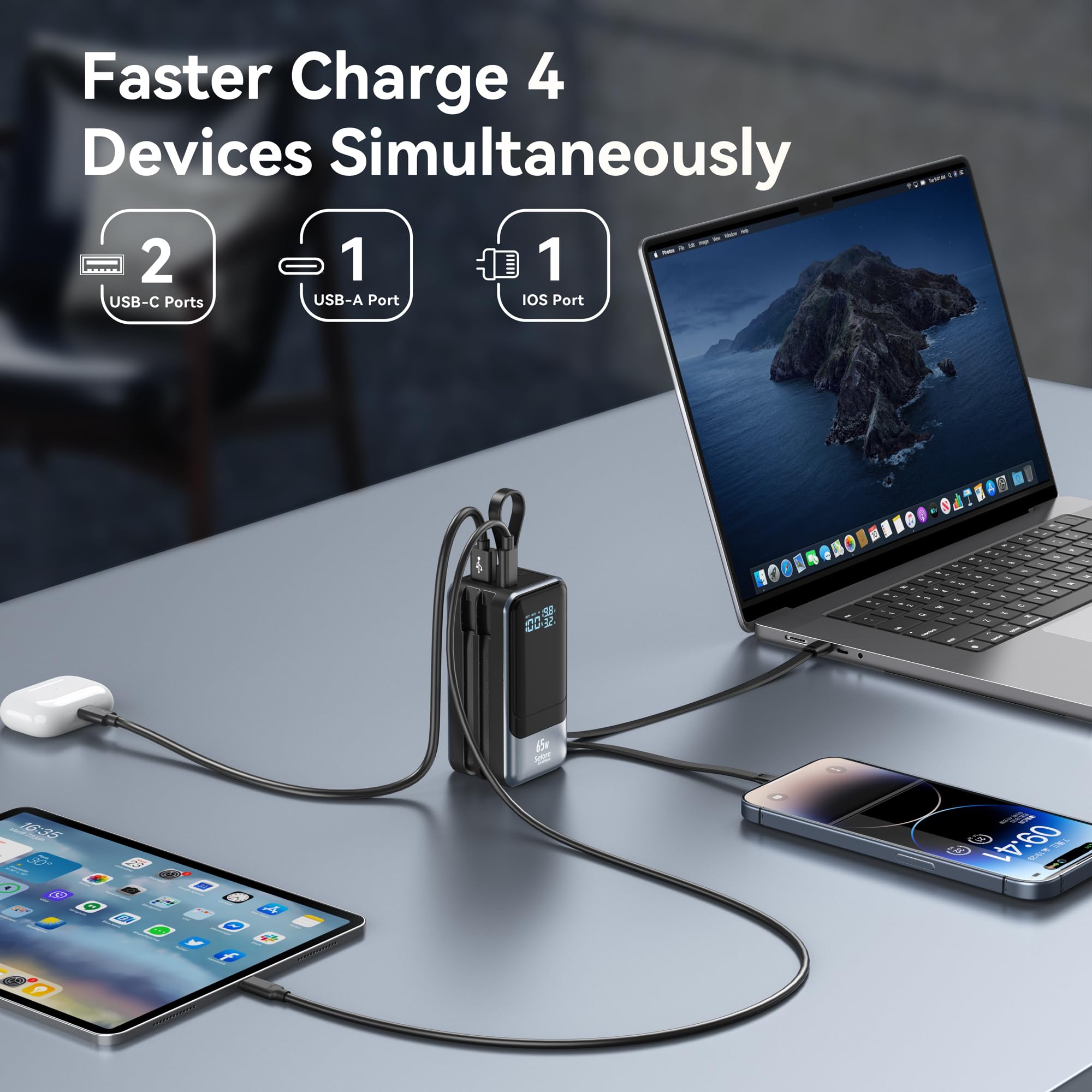 Foto 5 pulgar | Paquete De Baterías Portátiles Power Bank Selore De 65 W Para Computadora Portátil - Venta Internacional.