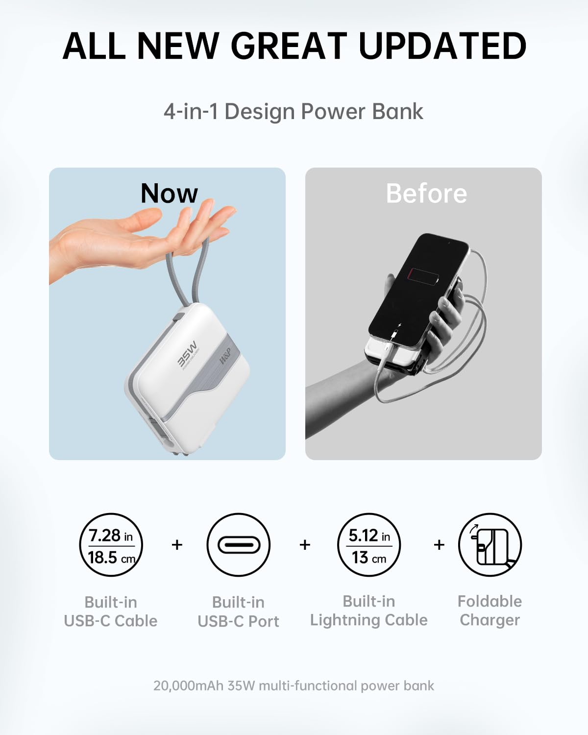 Foto 4 pulgar | Cargador Power Bank W&p 4 En 1 De Carga Rápida De 35 W, 2000 Mah - Venta Internacional.